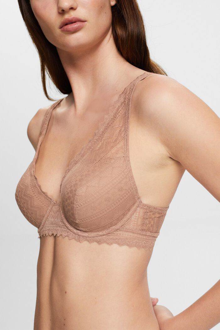 ESPRIT Padded Underwired Bra with Graphic Lace, zimt : : Fashion