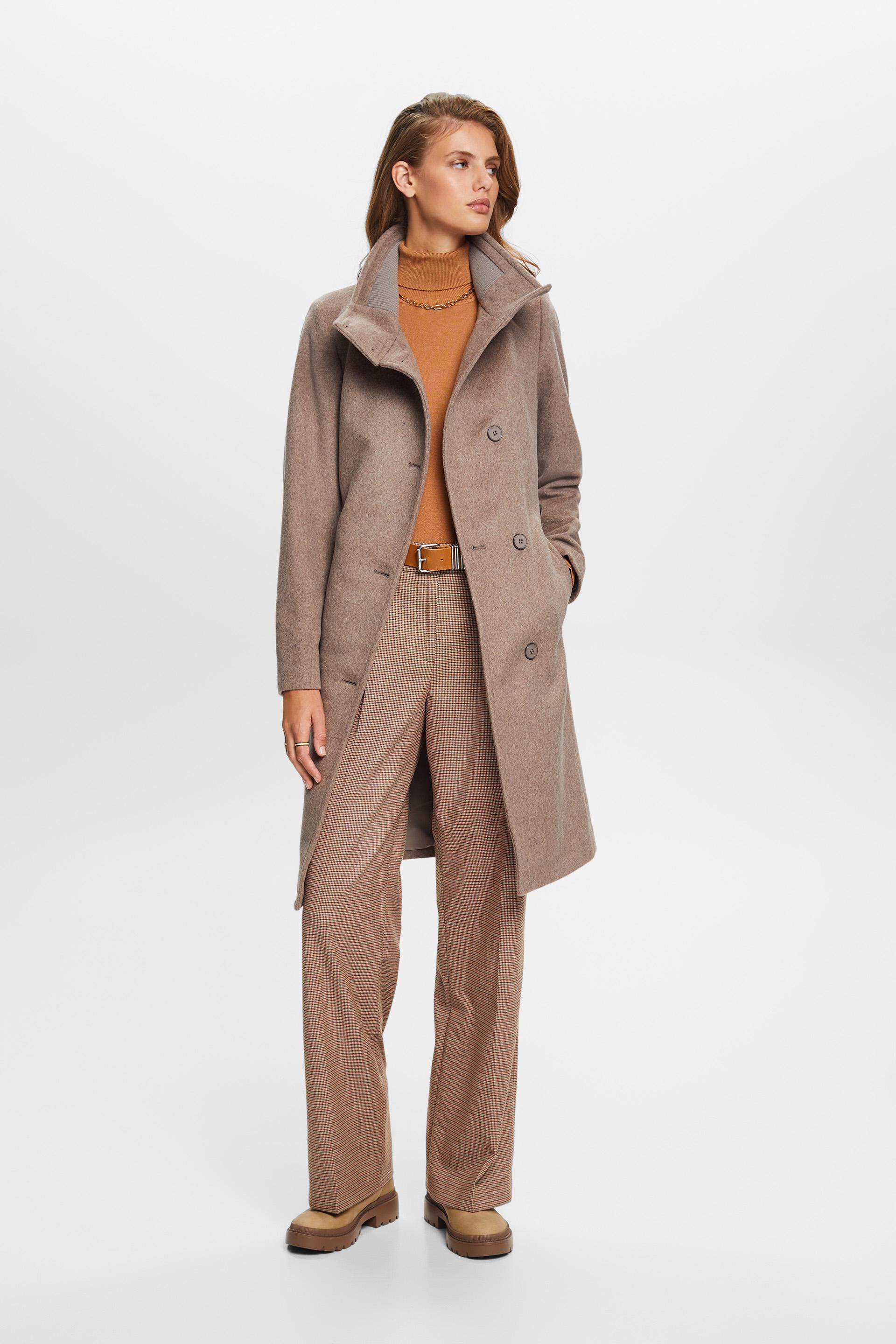 ESPRIT - Recycled: wool blend coat with cashmere at our online shop