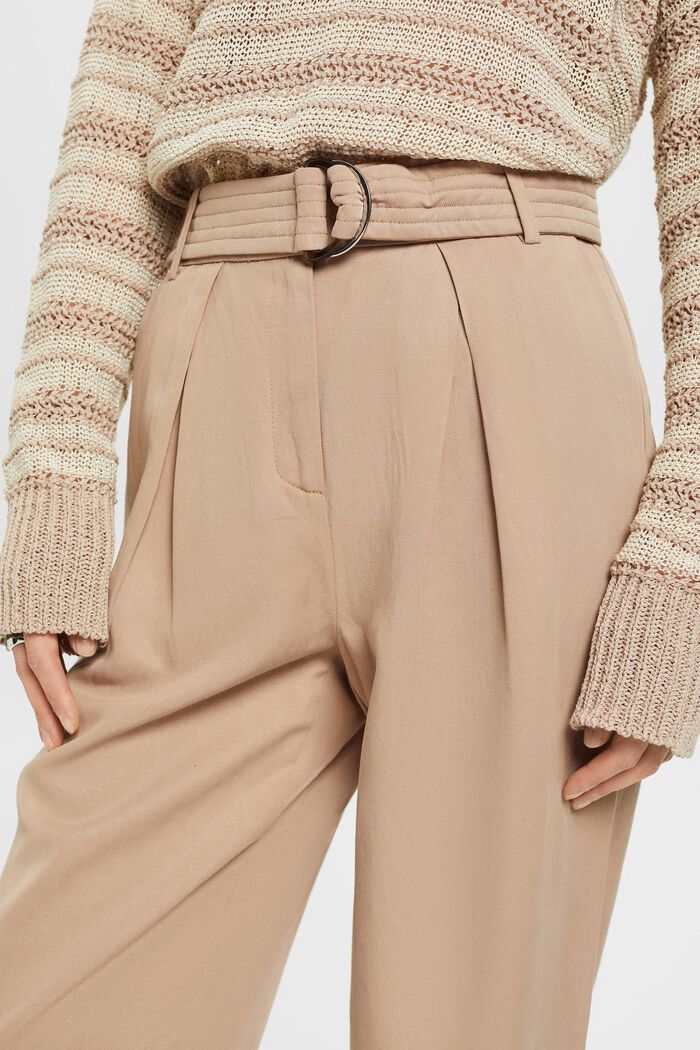 ESPRIT - High-rise wide leg linen blend trousers with belt at our online  shop