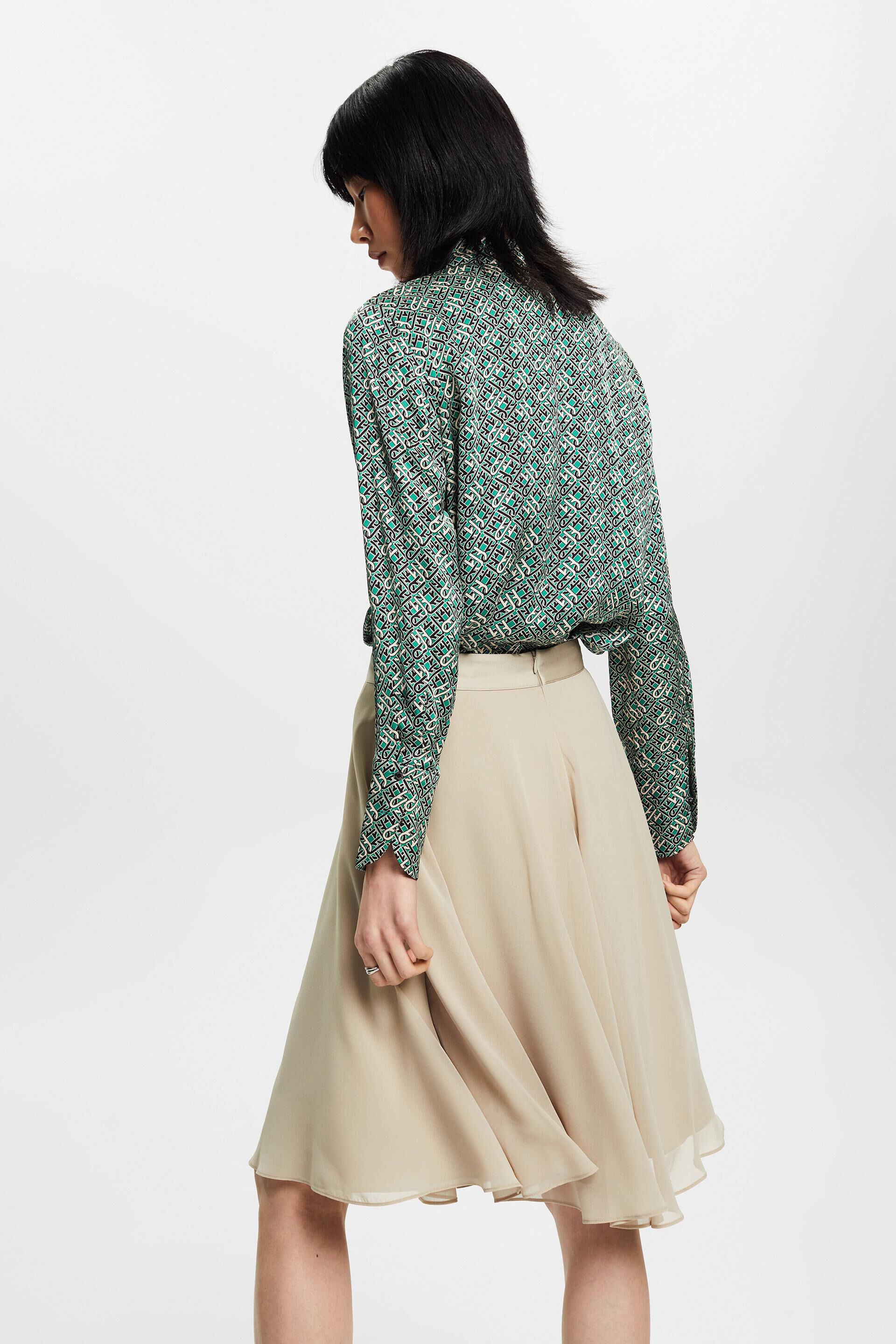 ESPRIT - Knee-length chiffon skirt at our online shop
