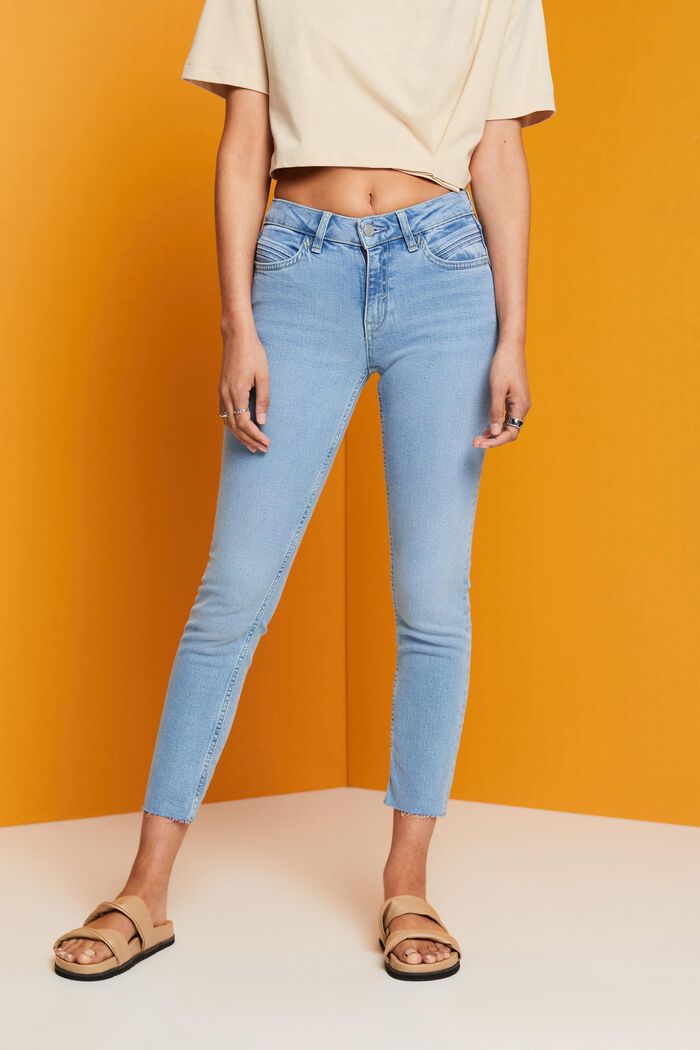 Shop Plain Mid-Rise Cropped Leggings with Elasticised Waistband Online