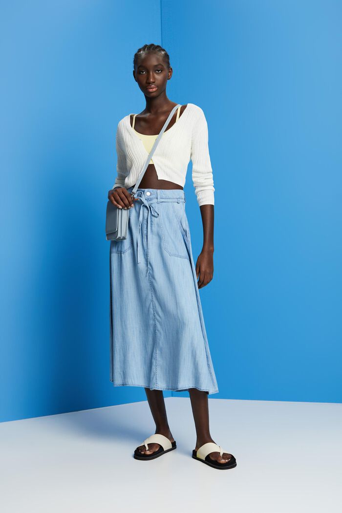 ESPRIT - Made of TENCEL™: Denim-look midi skirt at our online shop