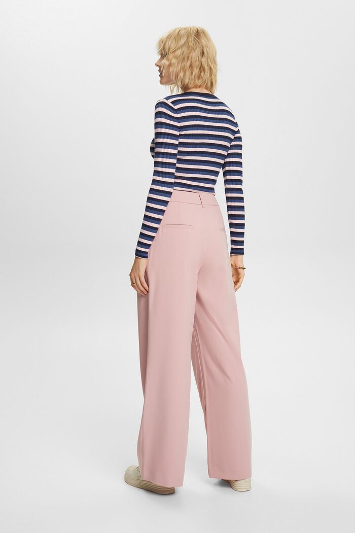 Zara Womens Pink Viscose Blend High Waist Capri Slim Straight Trouser Pants  2