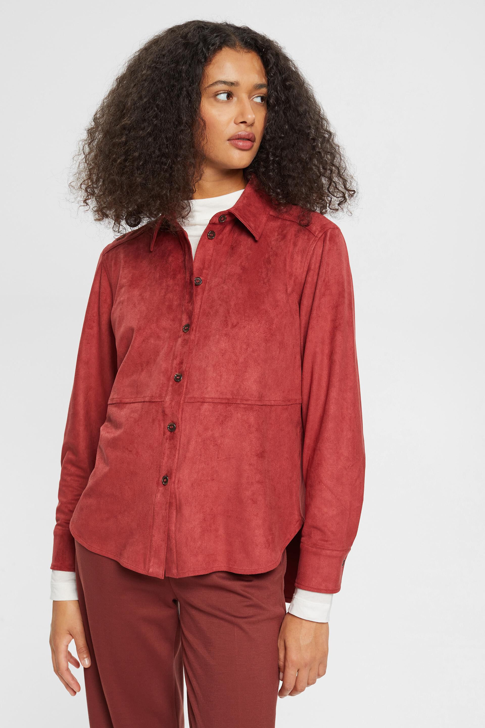 ESPRIT - Faux suede shirt blouse at our online shop