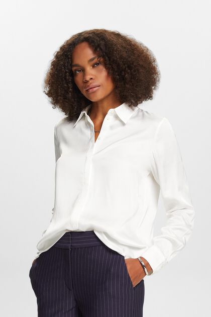 Ladies shirt blouse linen, White