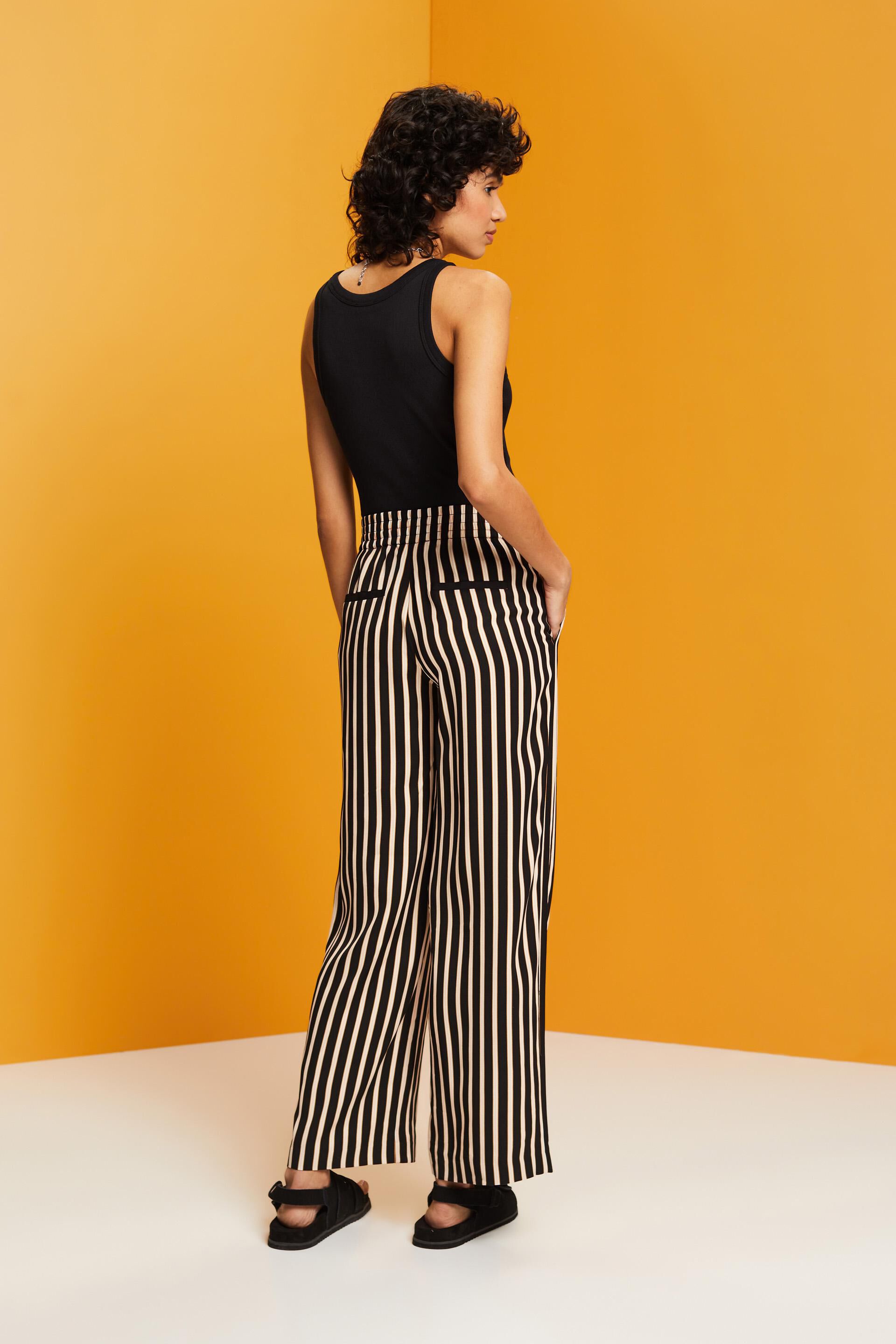 Striped Silhouette: Wide leg pants, Lace-up wedges & Textured tote } -  Meagan's Moda