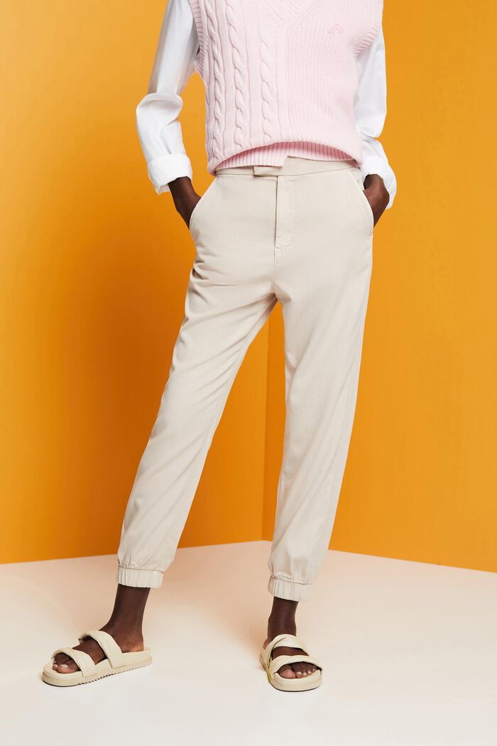 ESPRIT - High-rise sporty twill trousers at our online shop