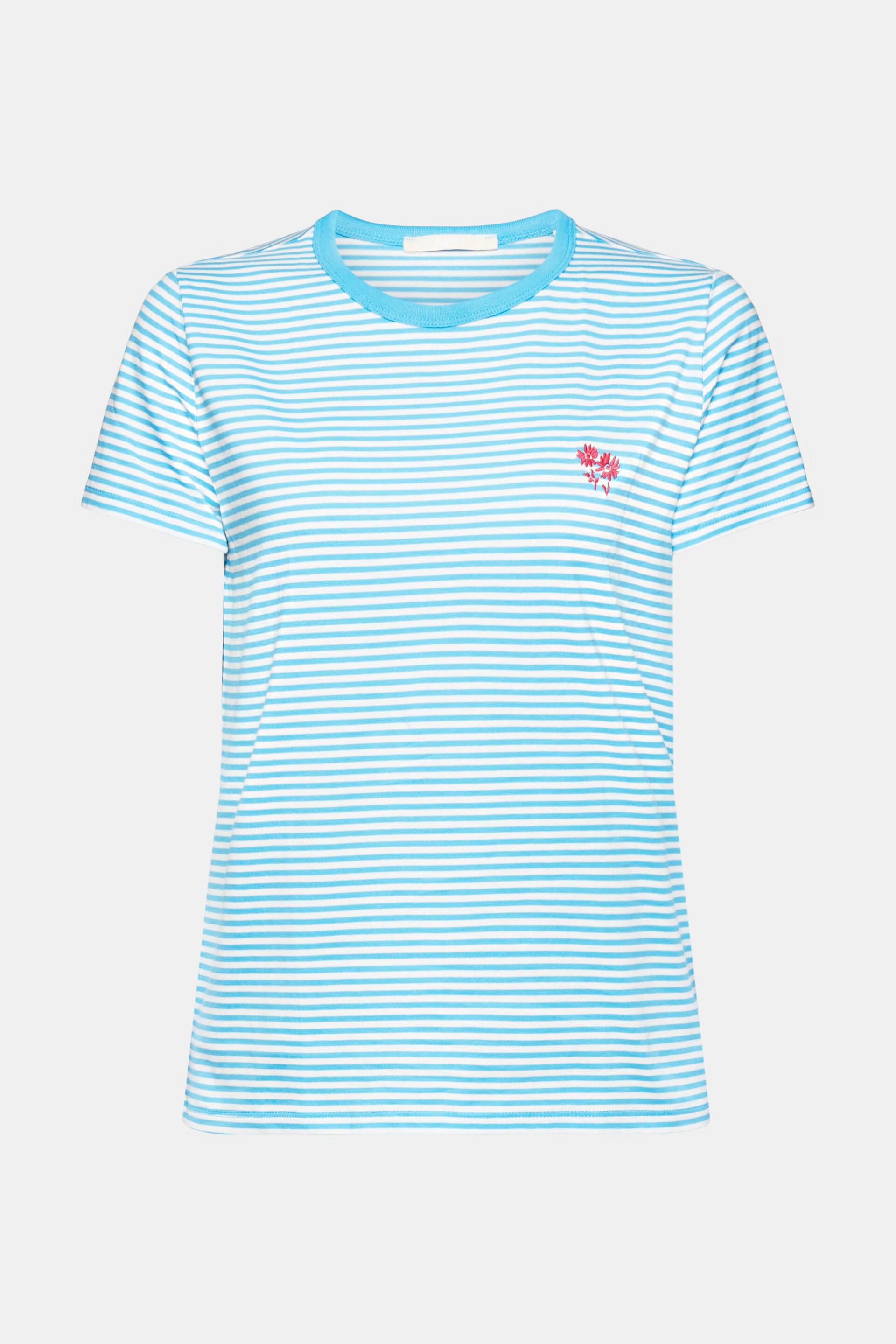 ESPRIT - Striped t-shirt with embroidered flower at our online shop