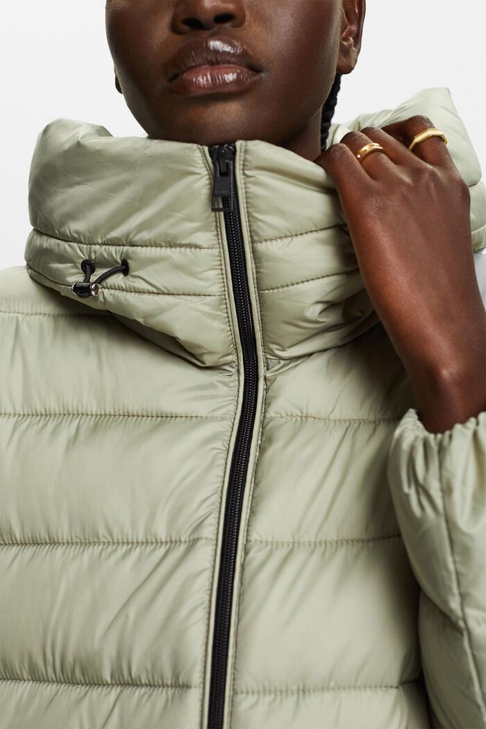 Shop Solid Puffed Sleeveless Jacket with Zip Closure Online