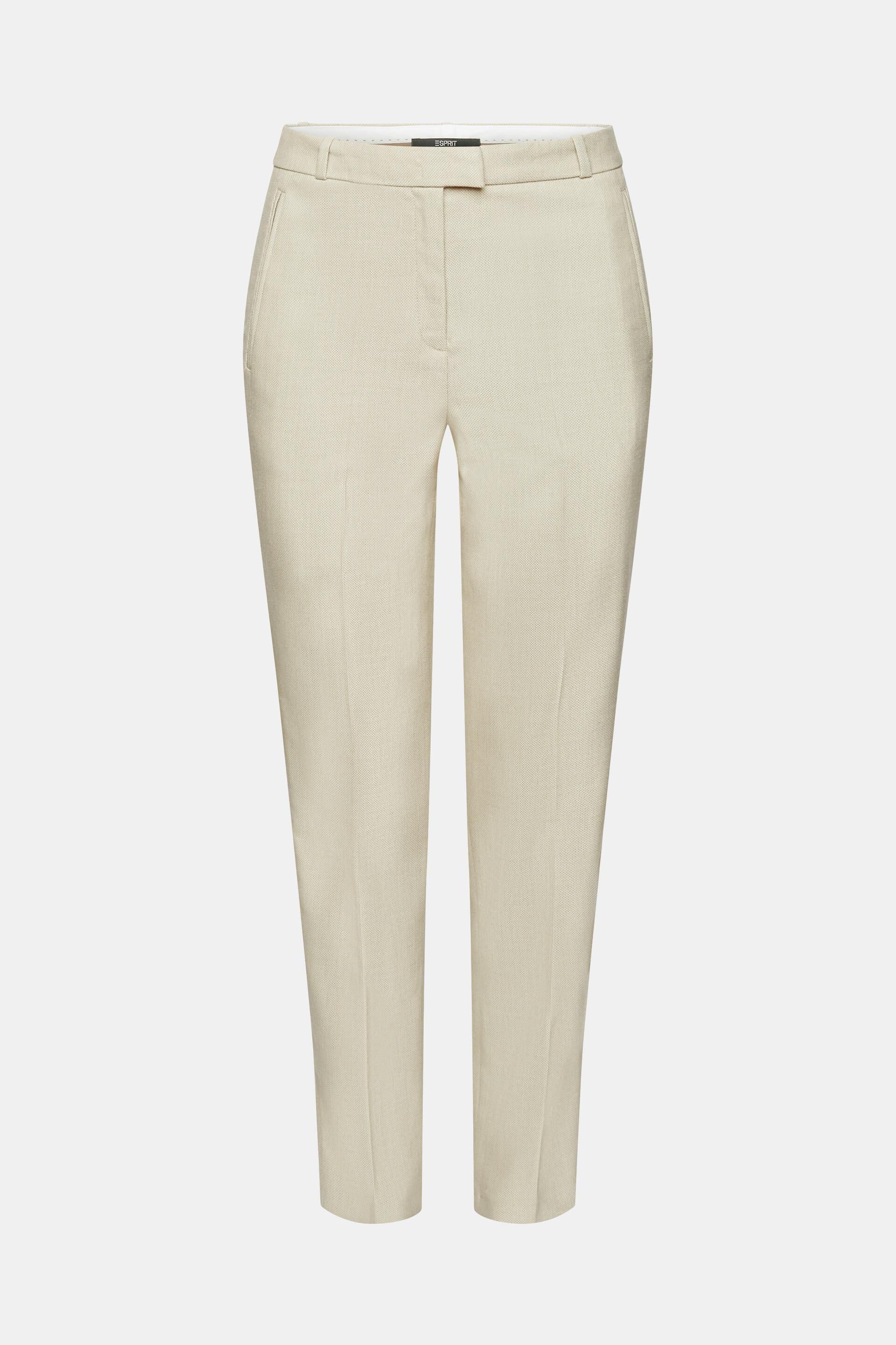 Buy Women Cream Textured Formal Regular Fit Trousers Online - 916017 | Van  Heusen