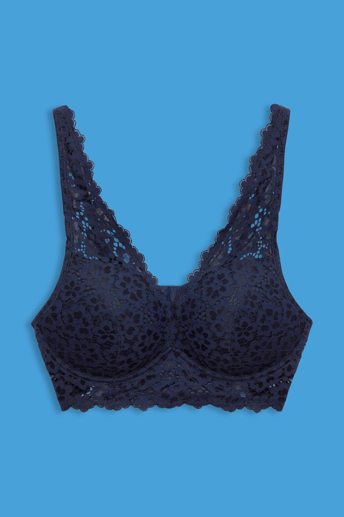Signature Lace Padded Triangle Bralette Navy