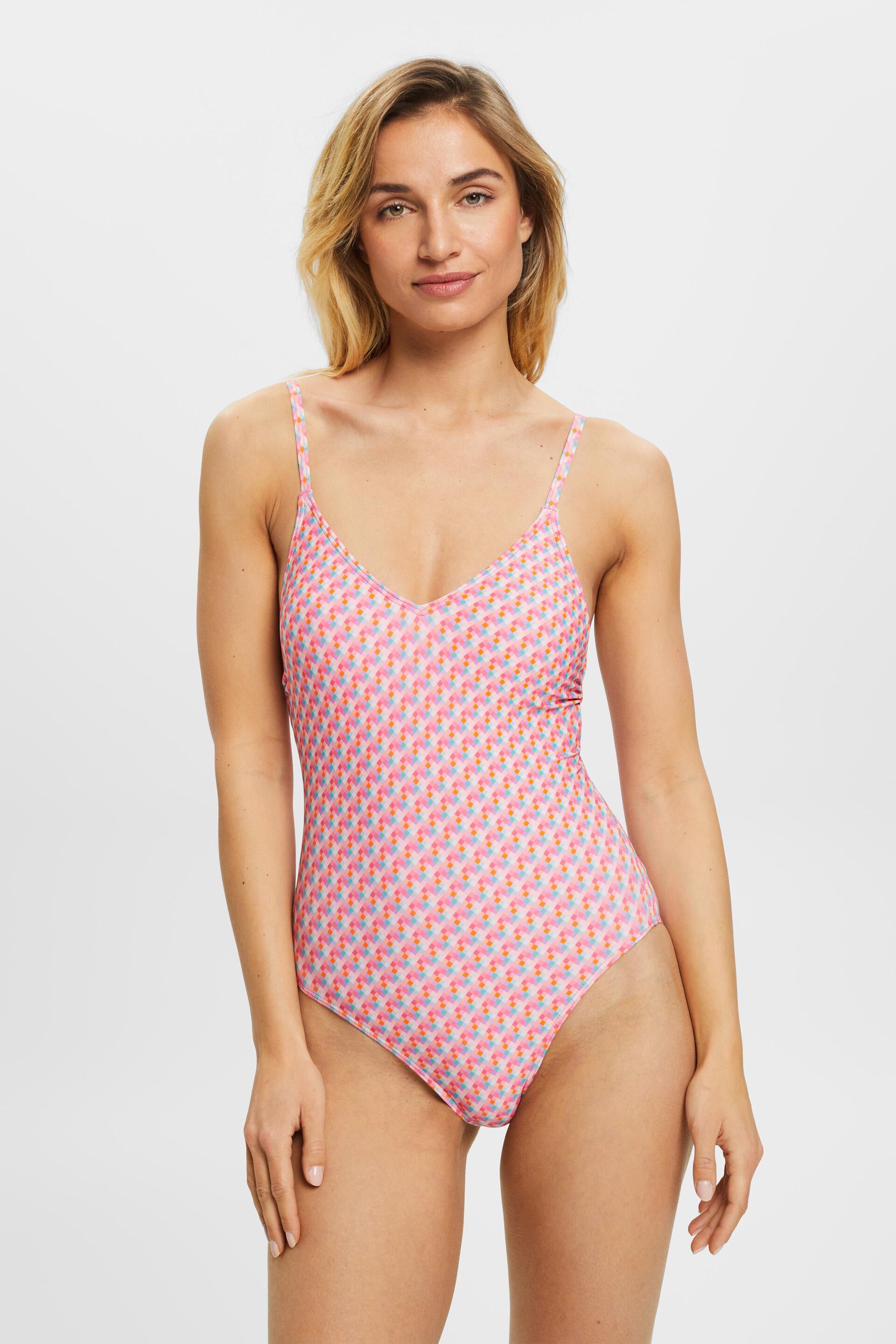 ESPRIT Padded swimsuit with geometric pattern at our online shop