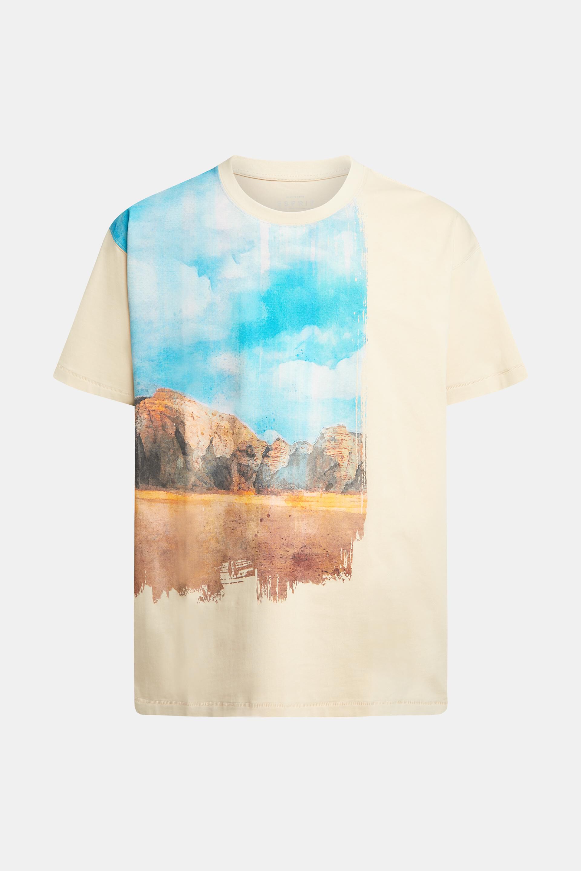 ESPRIT - Front panel landscape digital print t-shirt at our online shop