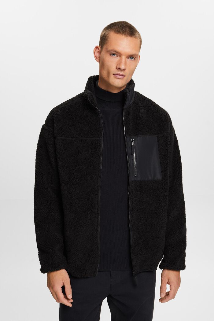 YOURS Plus Size Black Pocket Teddy Fleece Jacket