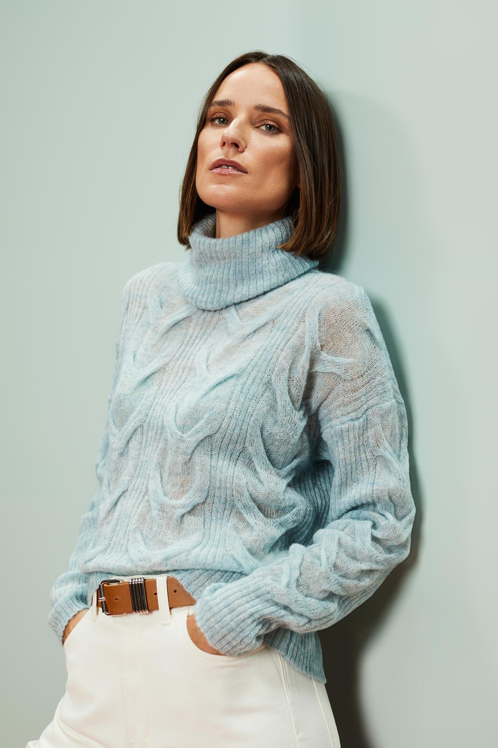 ESPRIT - Cable-Knit Mohair-Blend Turtleneck at our online shop