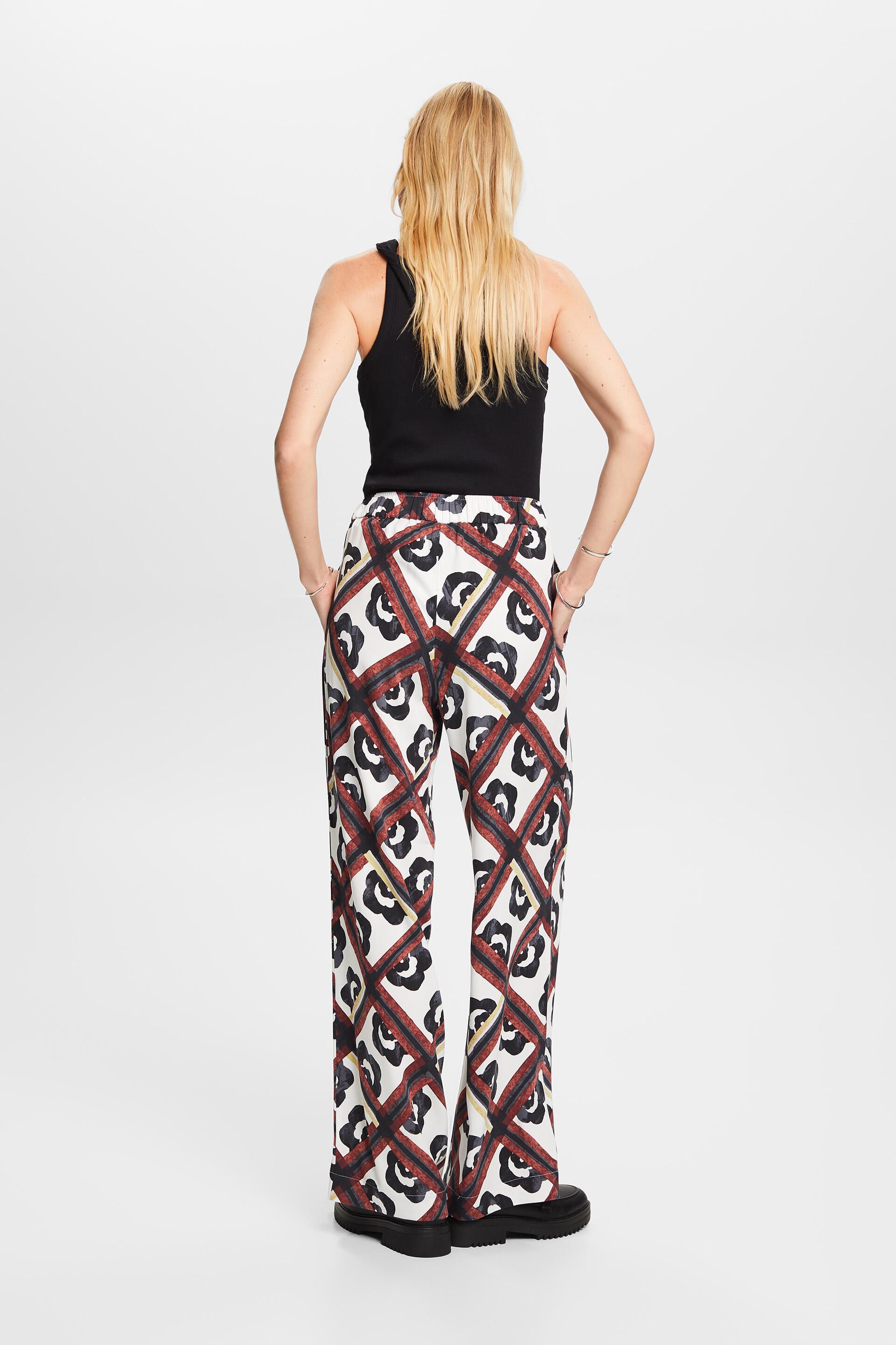 ESPRIT - Patterned pull-on trousers, LENZING™ ECOVERO™ at our 