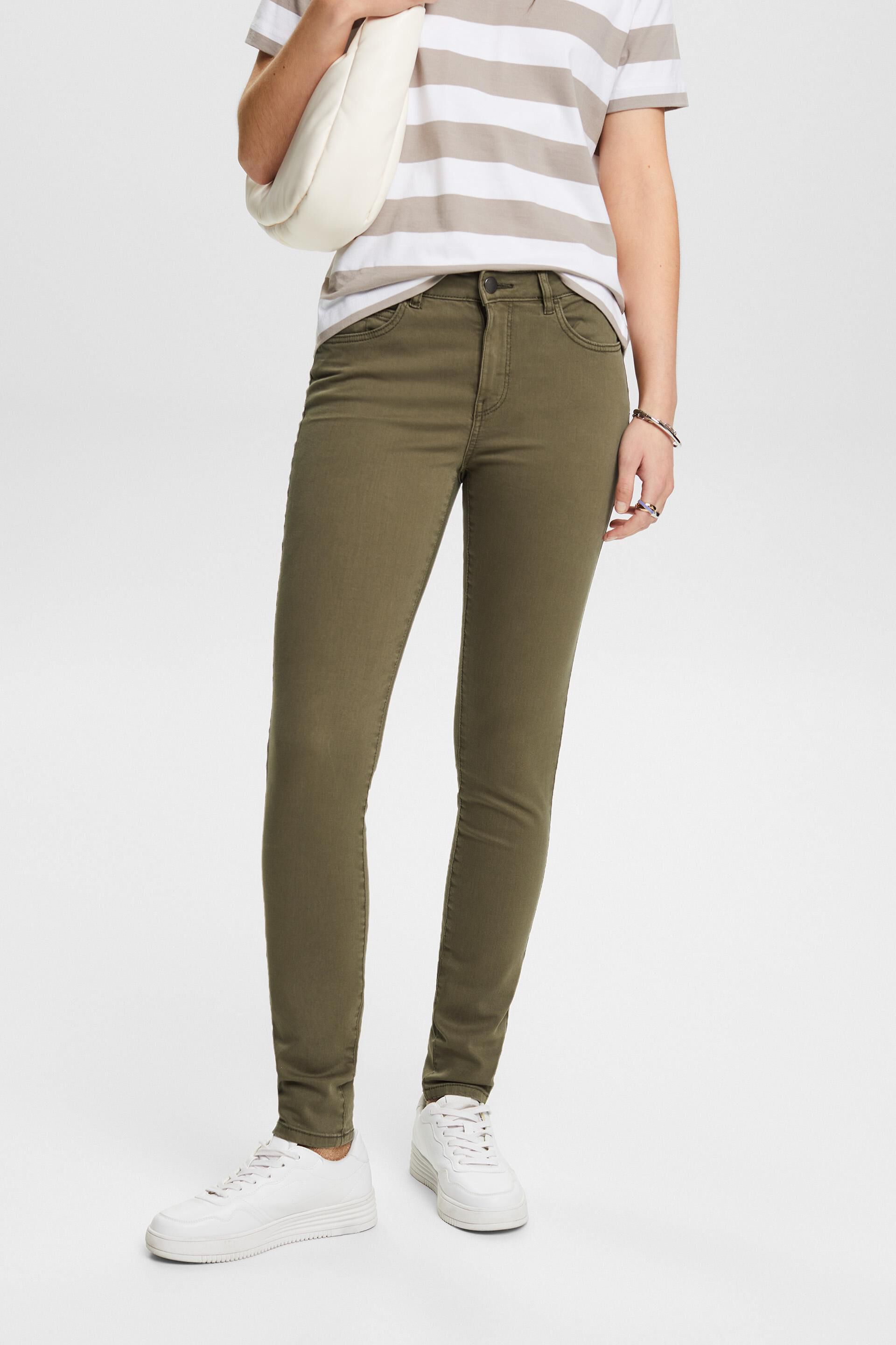 Ivory | Cotton Stretch Slim Trousers | Pure Collection
