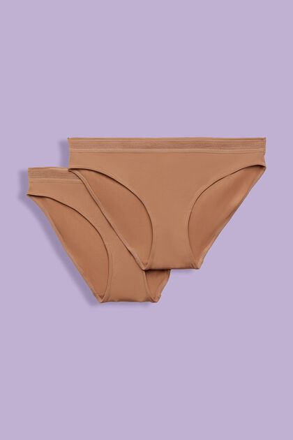 Ladies 2 Pack Seamless Brief Panty - Beige