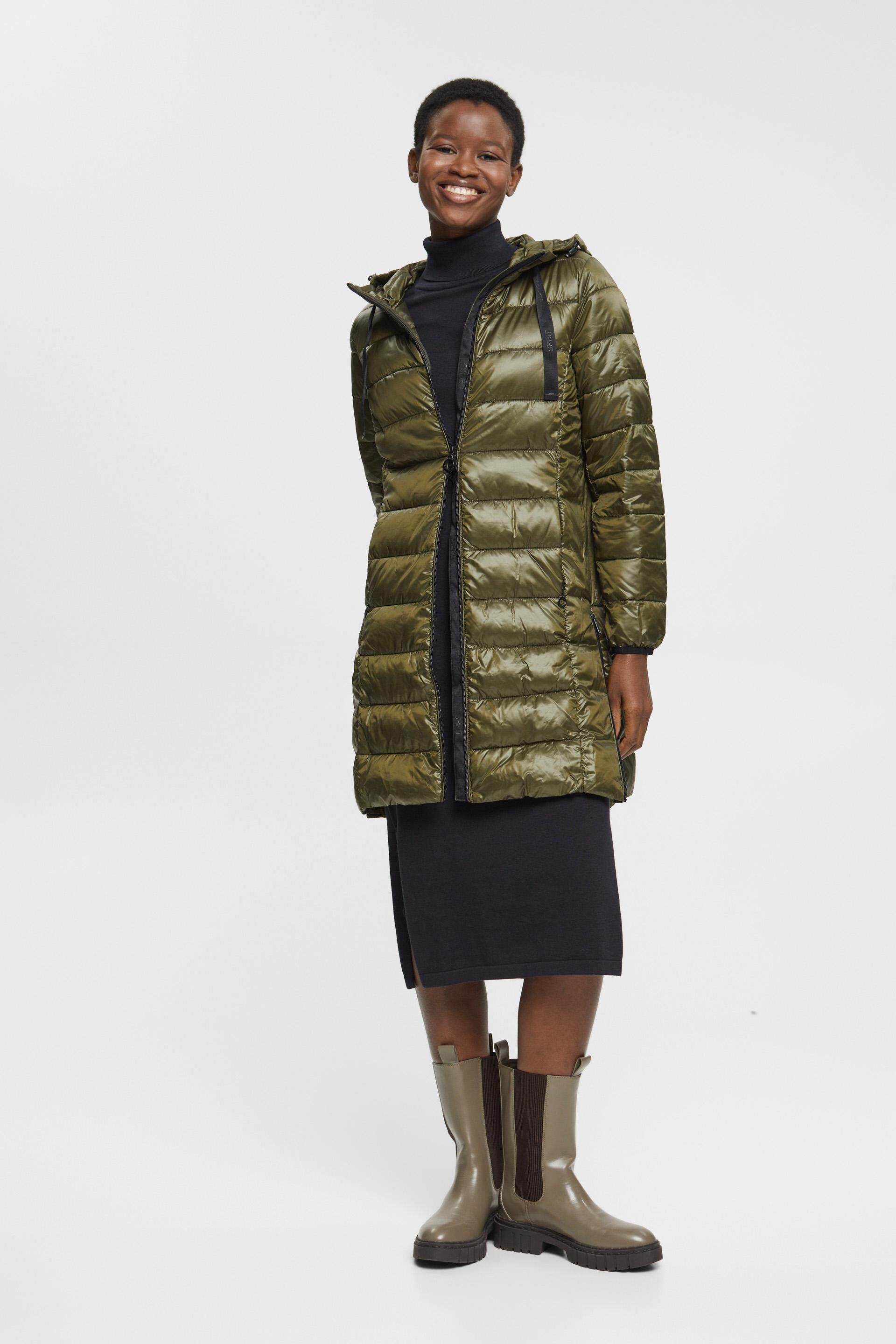 ESPRIT - Quilted coat with detachable drawstring hood at our