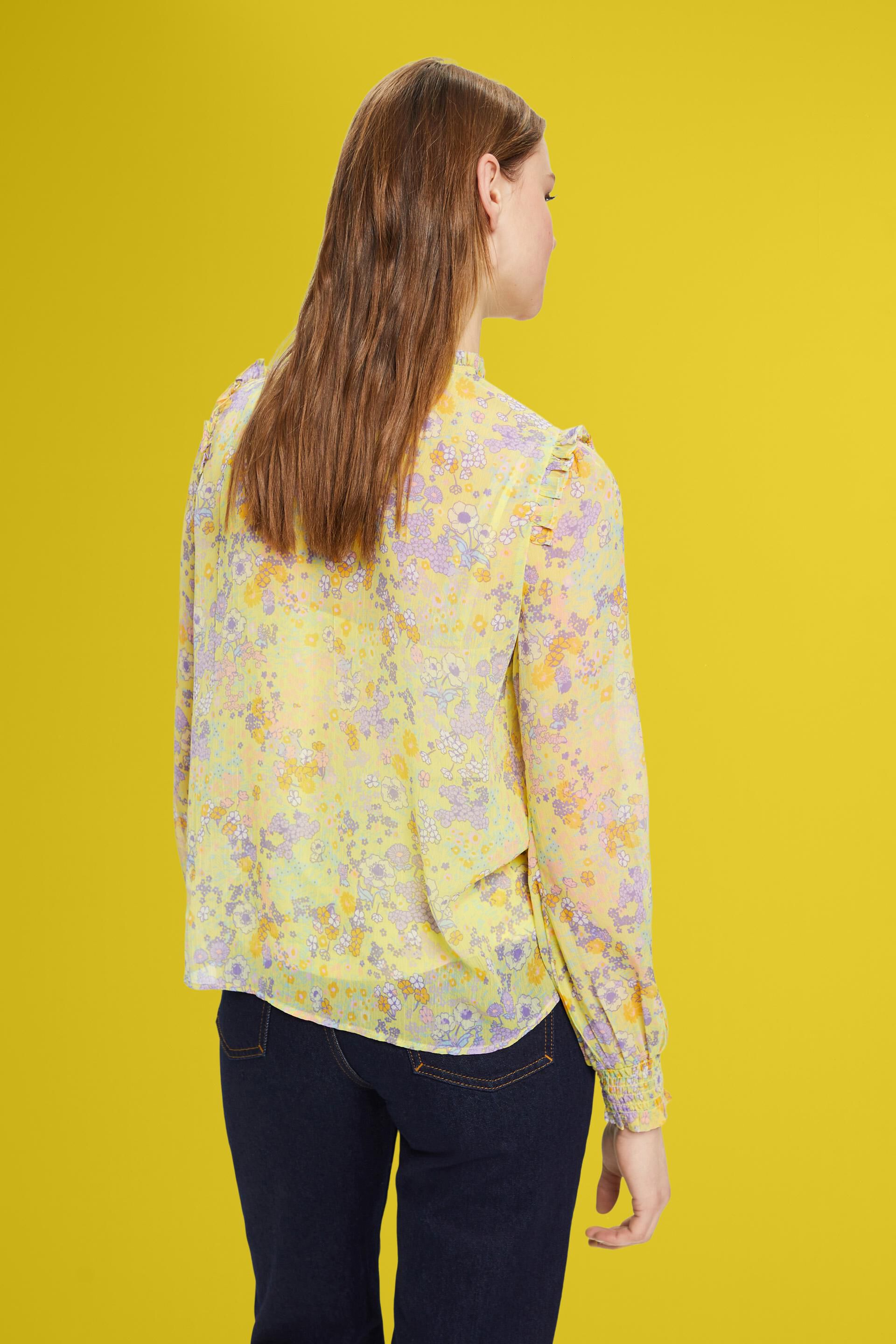 ESPRIT - Floral chiffon blouse with ruffles at our online shop
