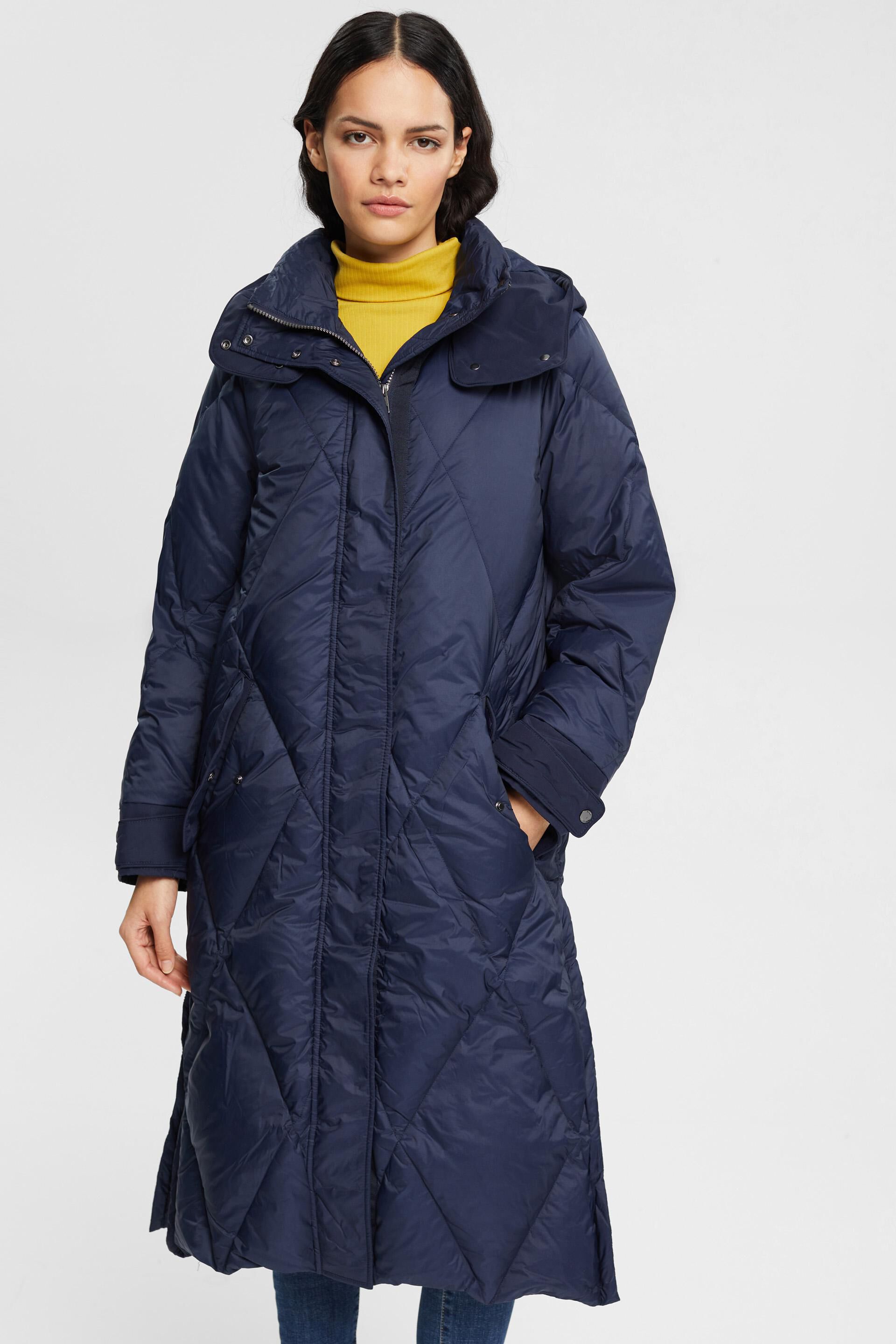 ESPRIT - Quilted down coat with detachable hood at our online shop