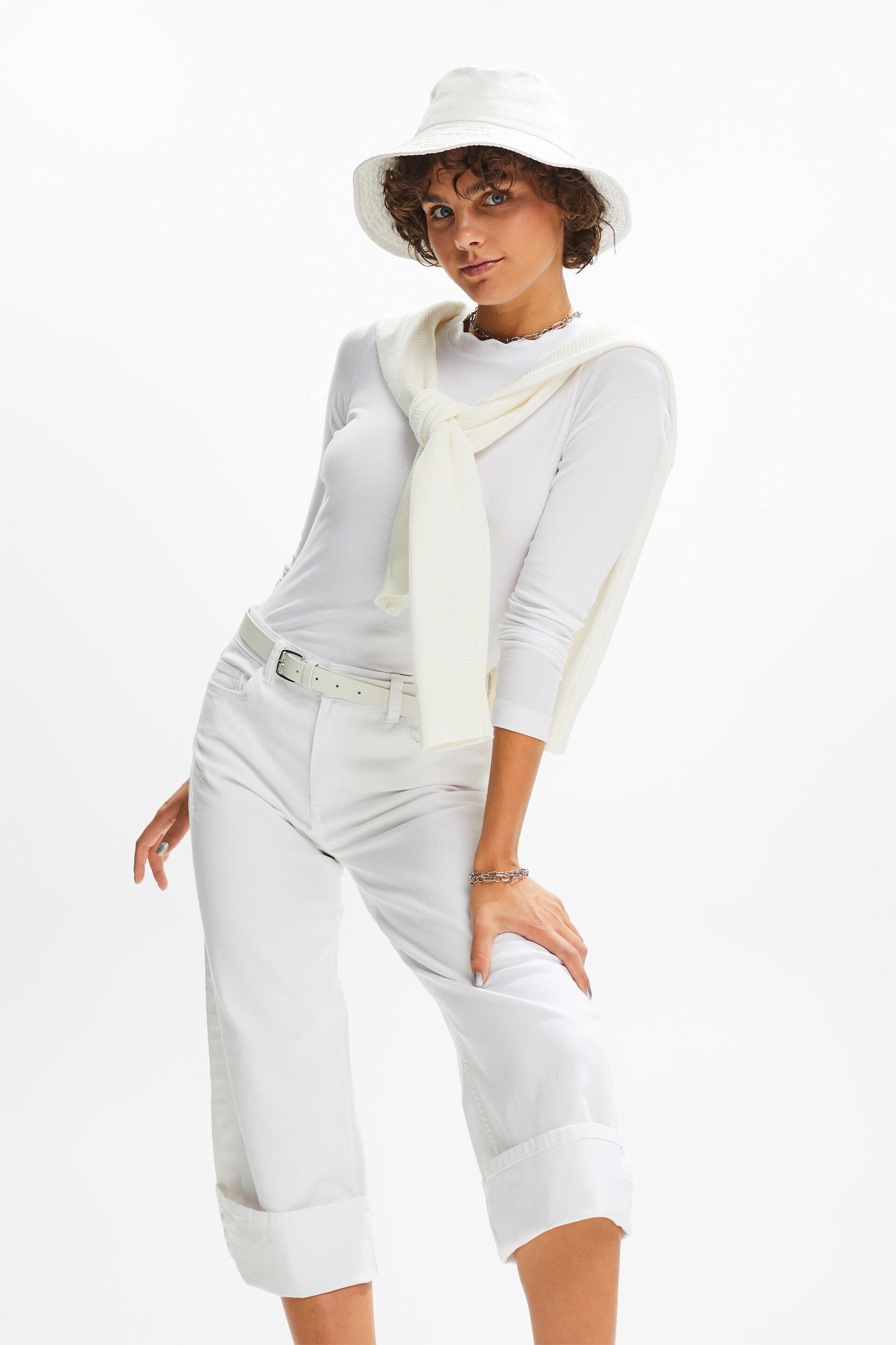 ESPRIT - Scallop-Trim Cotton Jersey Top at our online shop
