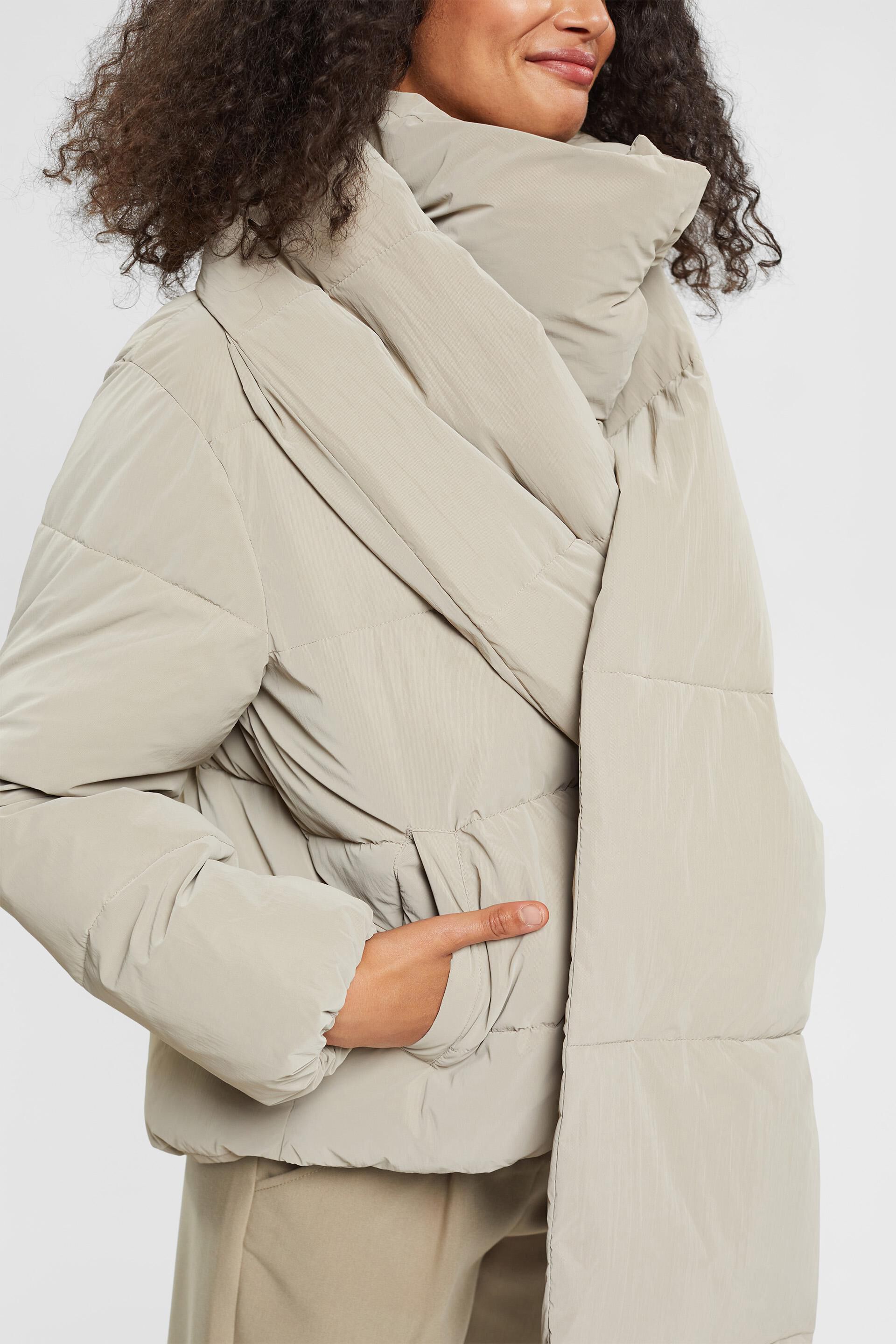 ESPRIT - Quilted puffer jacket with scarf at our online shop