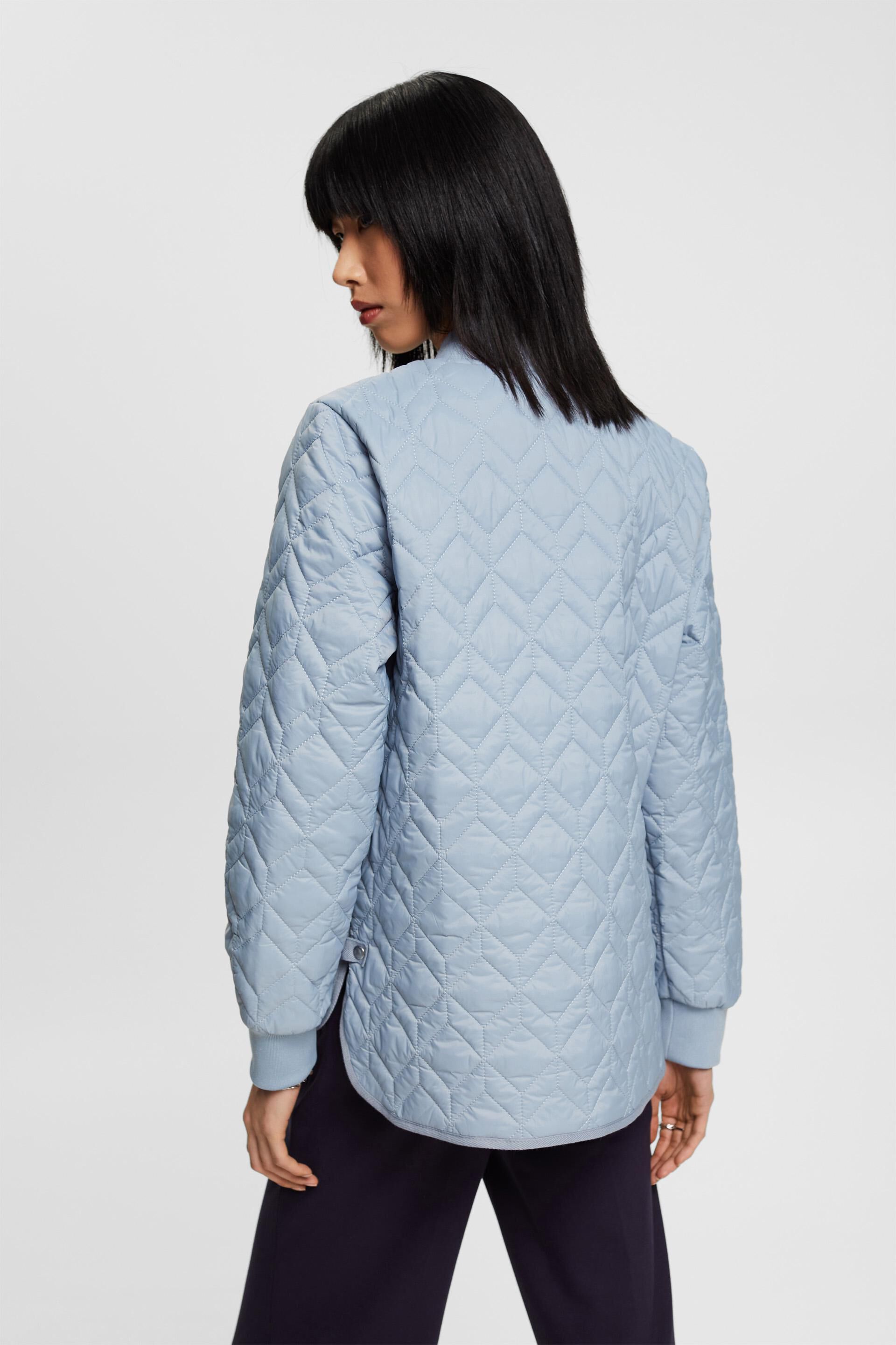 ESPRIT - Quilted jacket with rib knit collar at our online shop