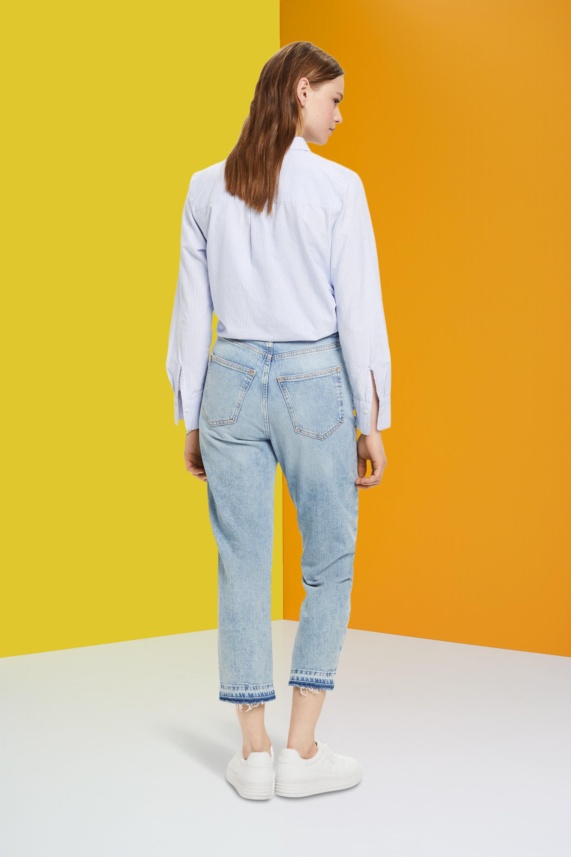 ESPRIT - High-rise cropped raw hem jeans at our online shop