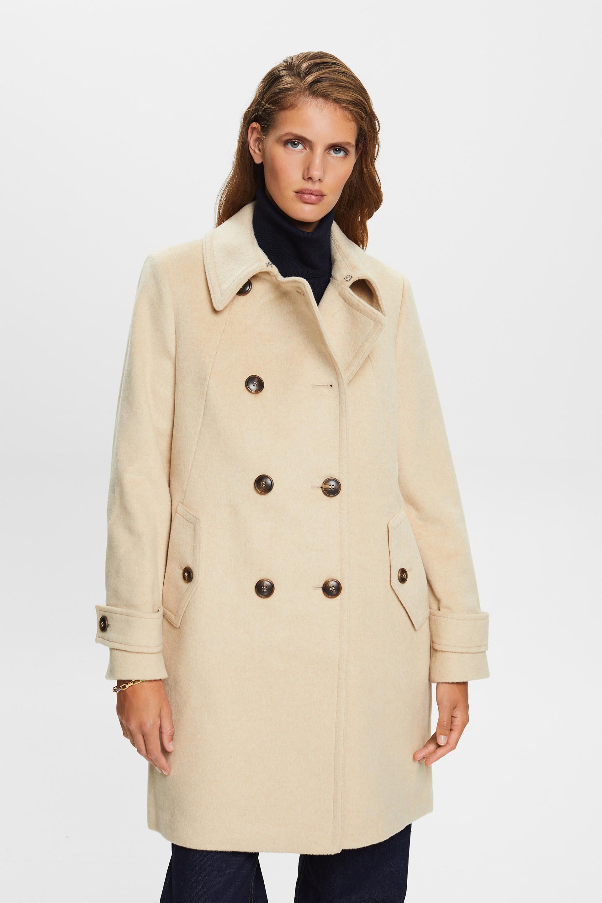 ESPRIT - Recycled: wool blend coat with cashmere at our