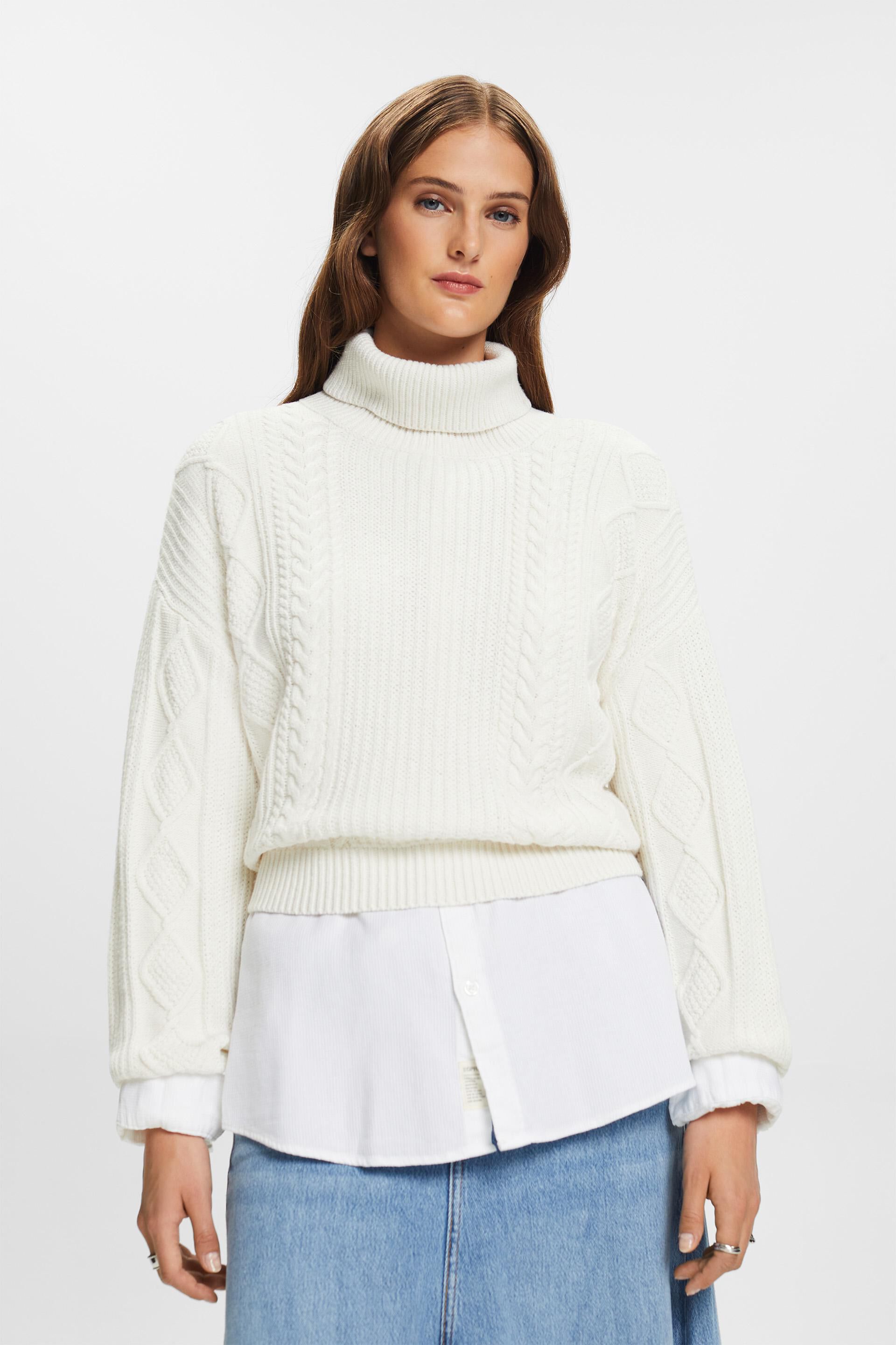 White Cable Knit Turtleneck