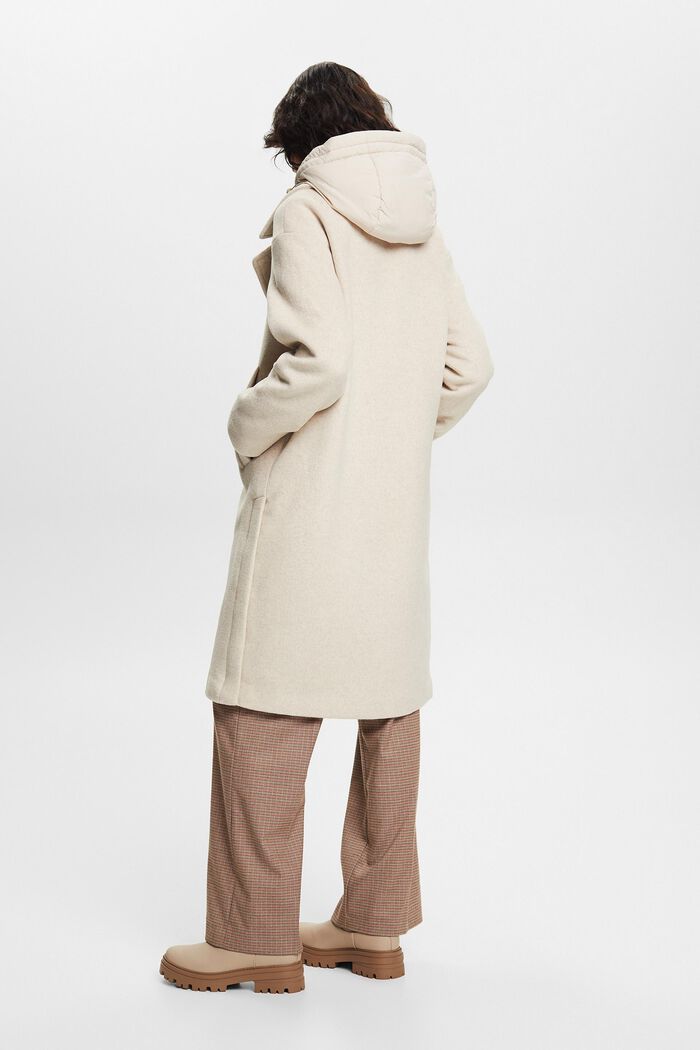ESPRIT - Padded Wool-Blend Coat With Detachable Hood at our online shop