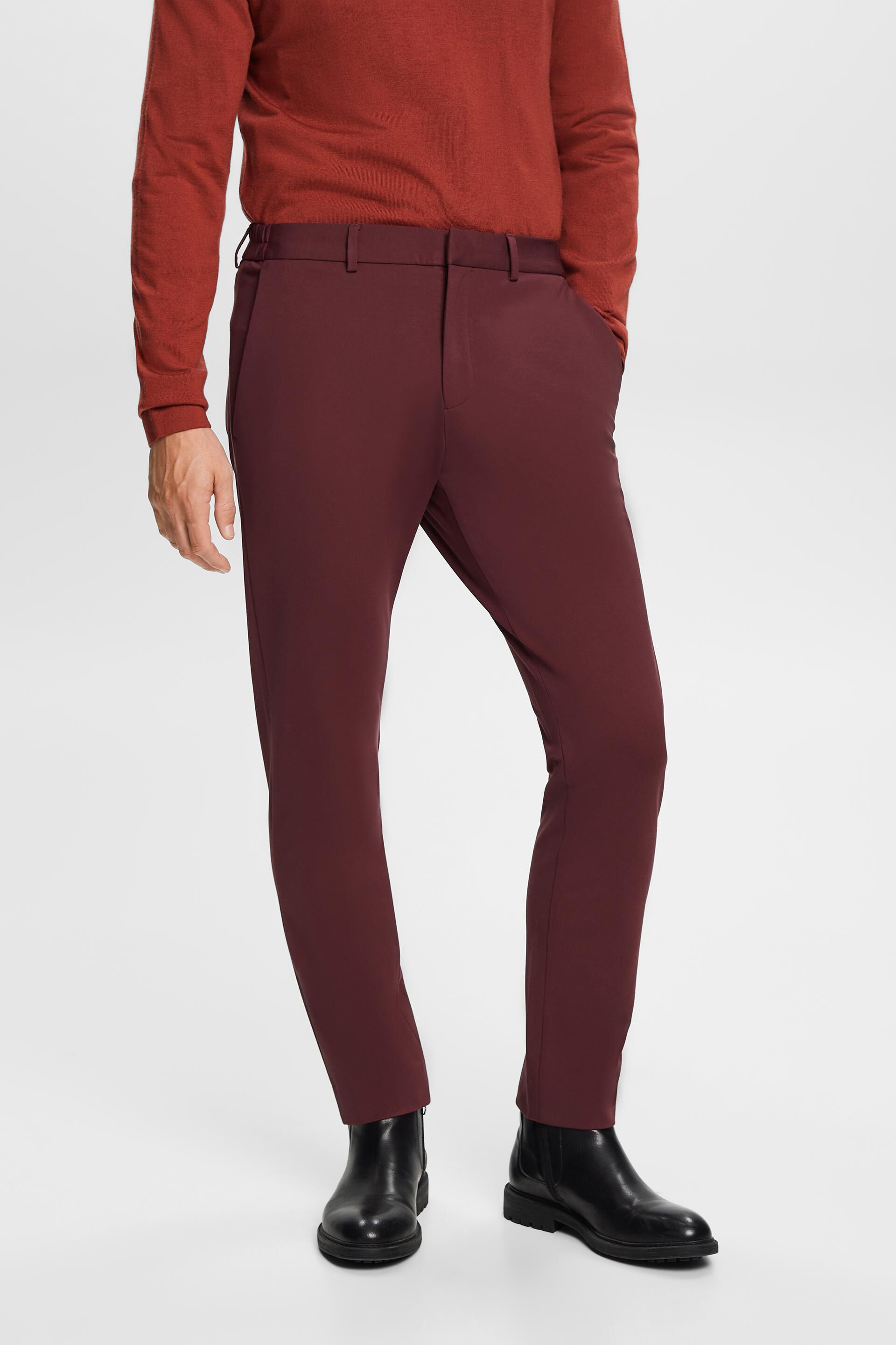 ASOS DESIGN slim tuxedo suit trouser in burgundy velvet | ASOS