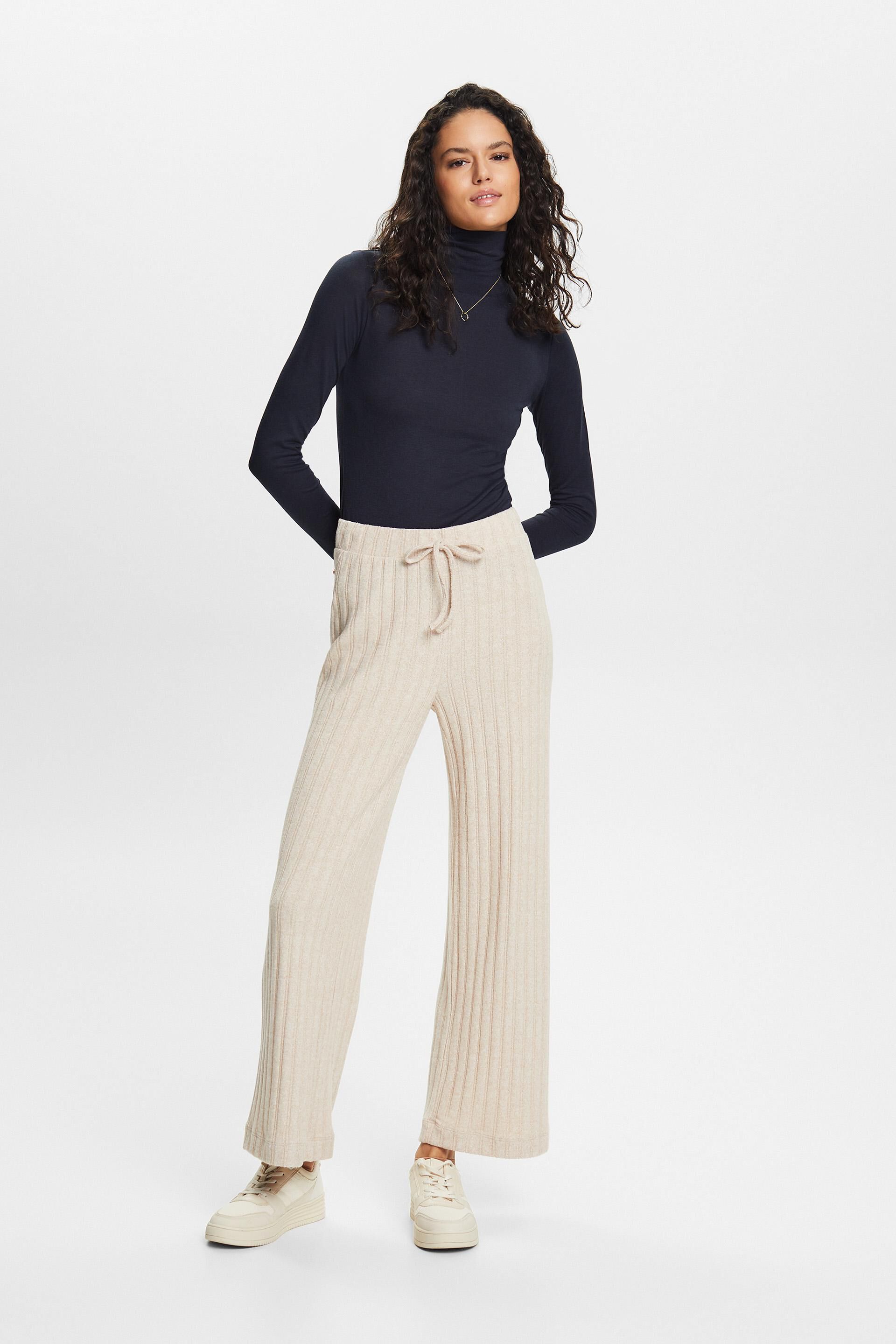 ESPRIT - Brushed Rib-Knit Pants at our online shop