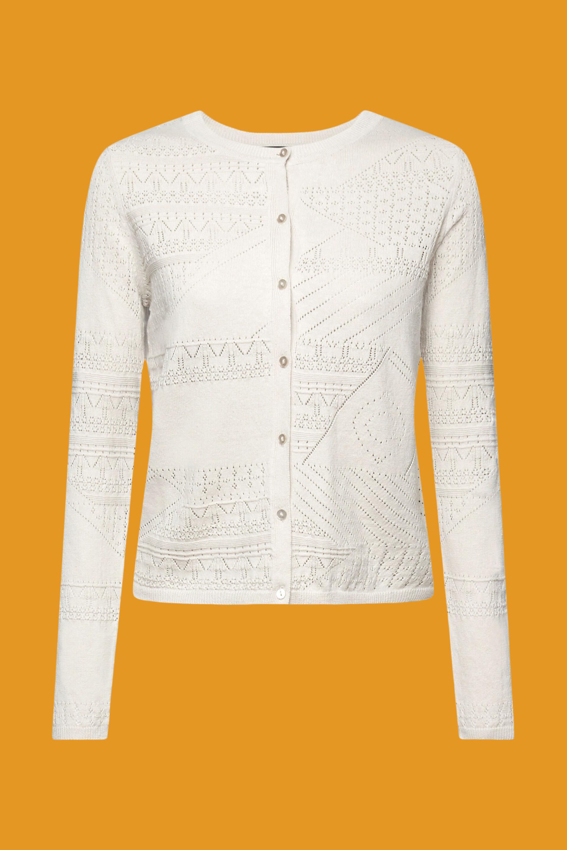 ESPRIT - Linen blend cardigan in pointelle design at our online shop