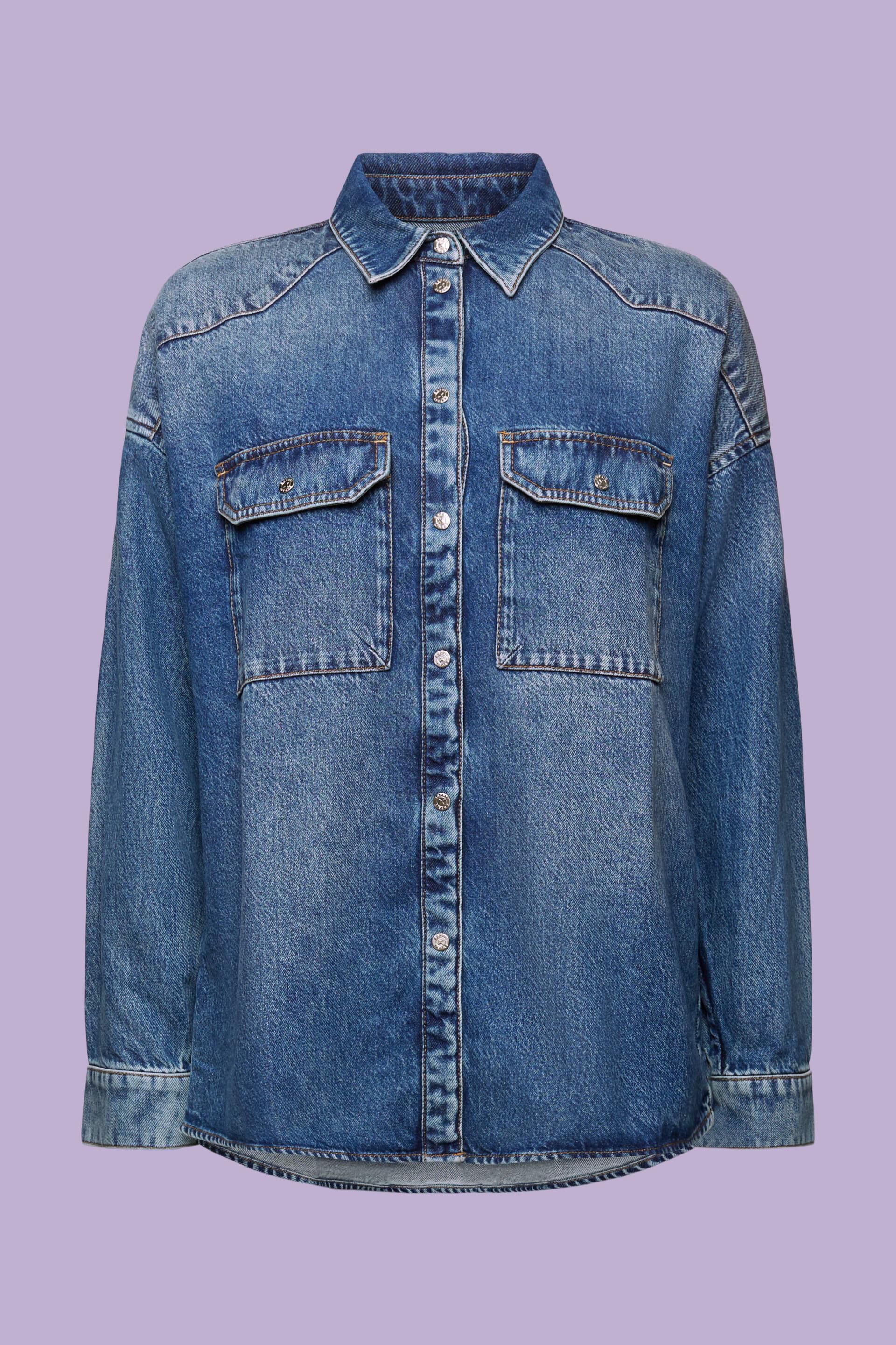 Victoria Beckham Oversized Pleat Detail Denim Shirt | Shopbop