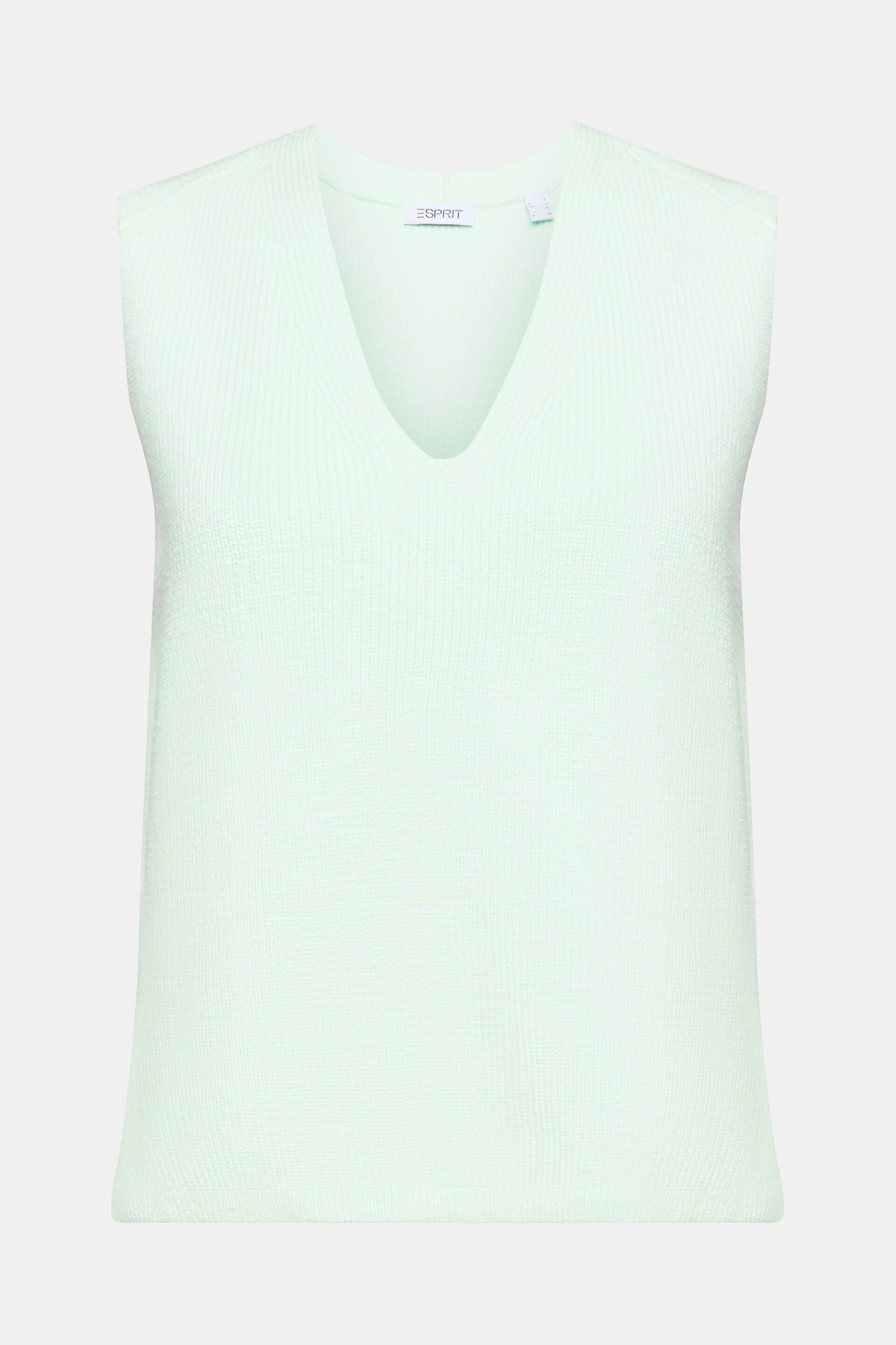 ESPRIT - Rib-Knit V-Neck Sweater Vest at our online shop