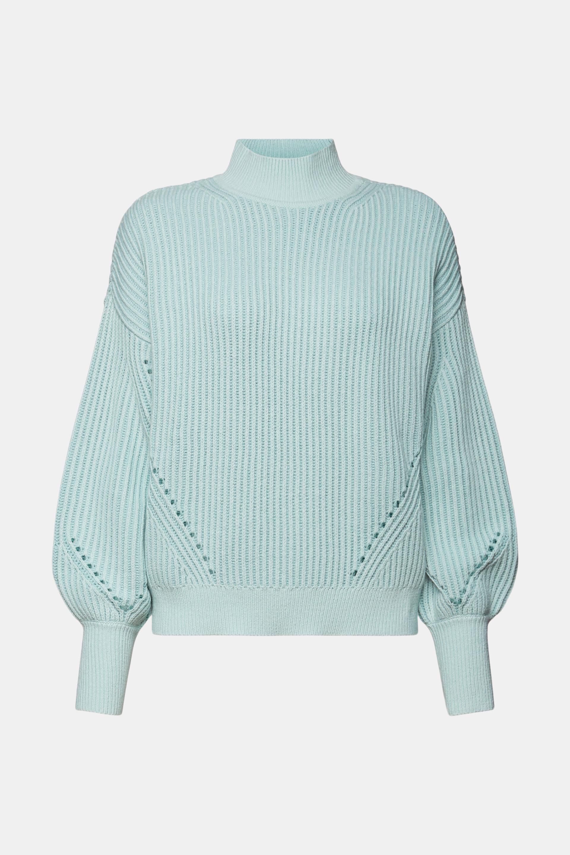 Mock Neck Rib-Knit Sweater at our online shop - ESPRIT