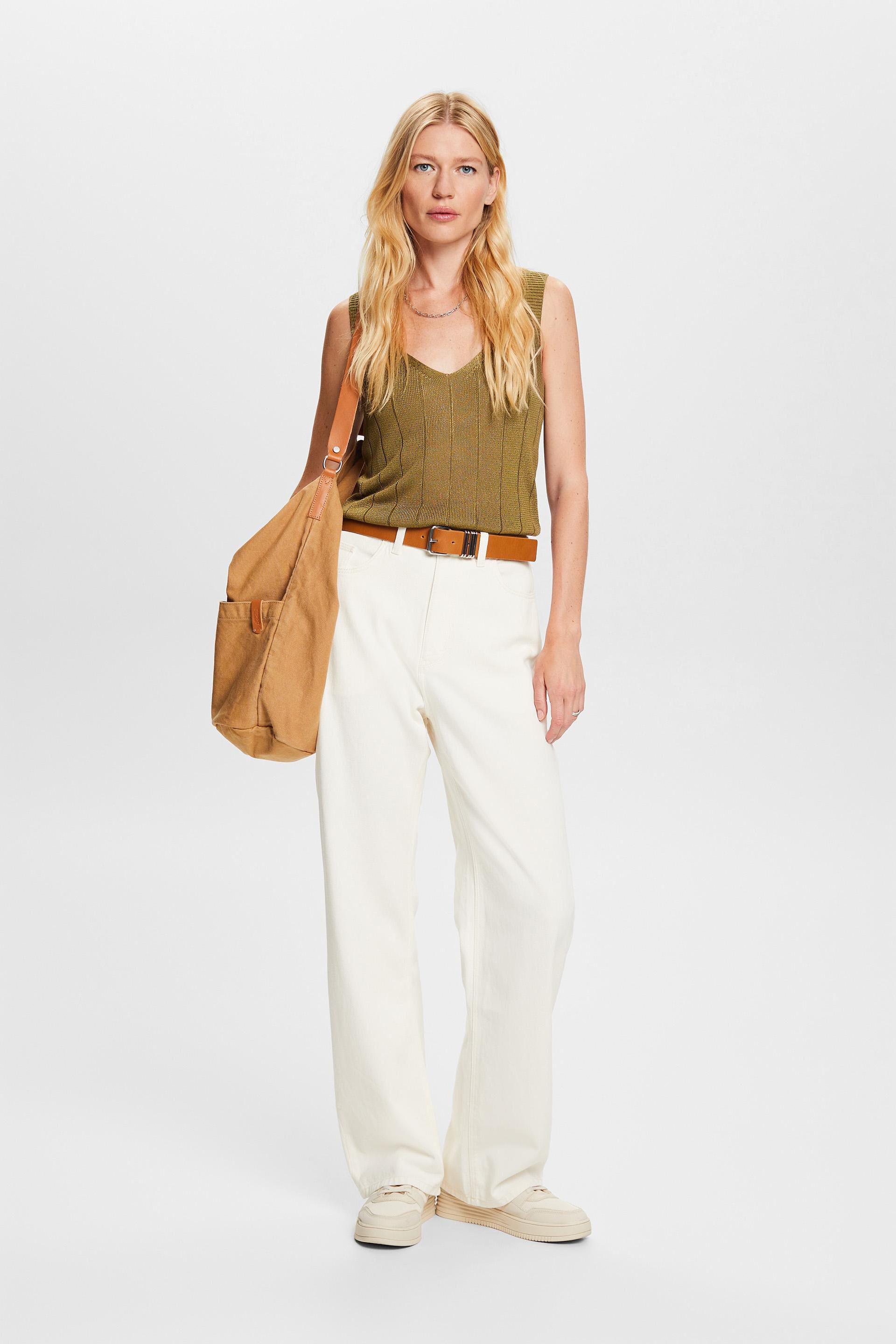 Wide twill trousers - Sage green - Ladies | H&M