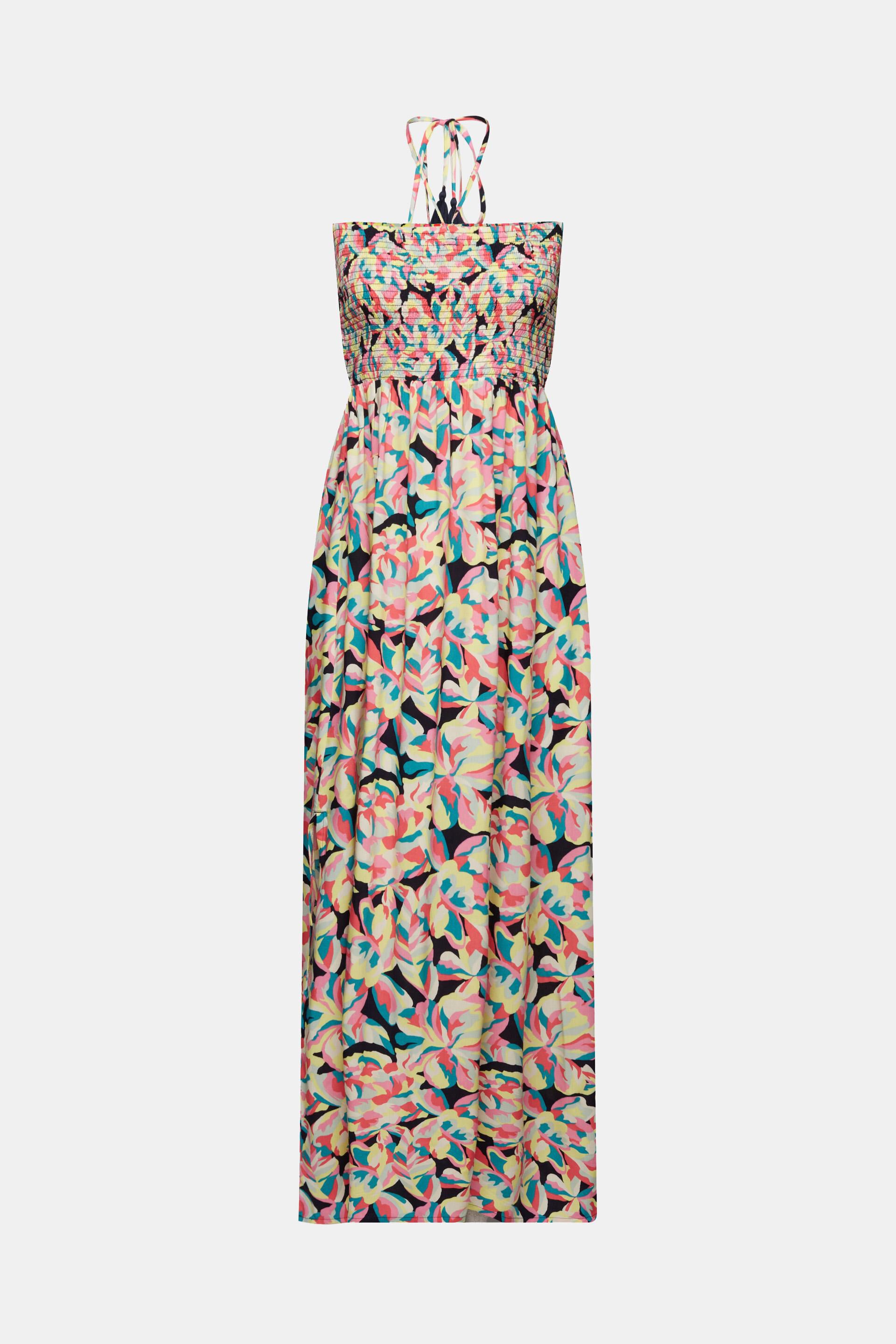 ESPRIT - Smocked tube midi-dress with floral pattern at our online 