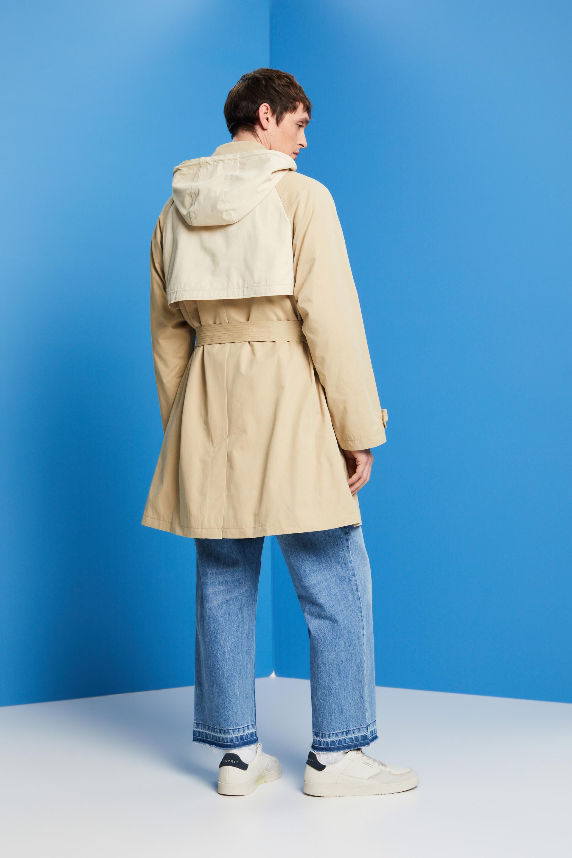 ESPRIT - Short, hooded trench coat at our online shop