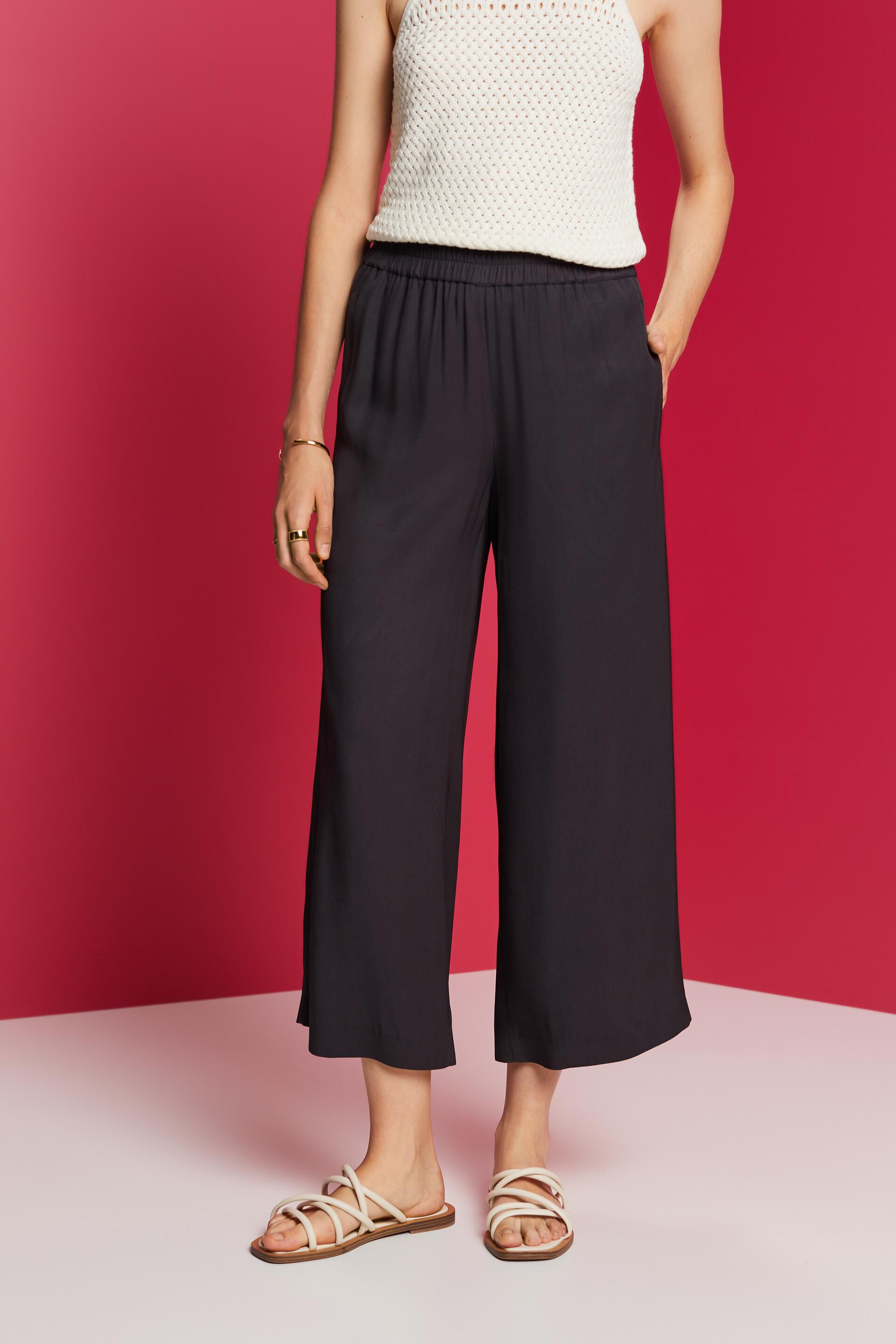 ESPRIT  Highrise cropped wide leg trousers with linen at our online shop