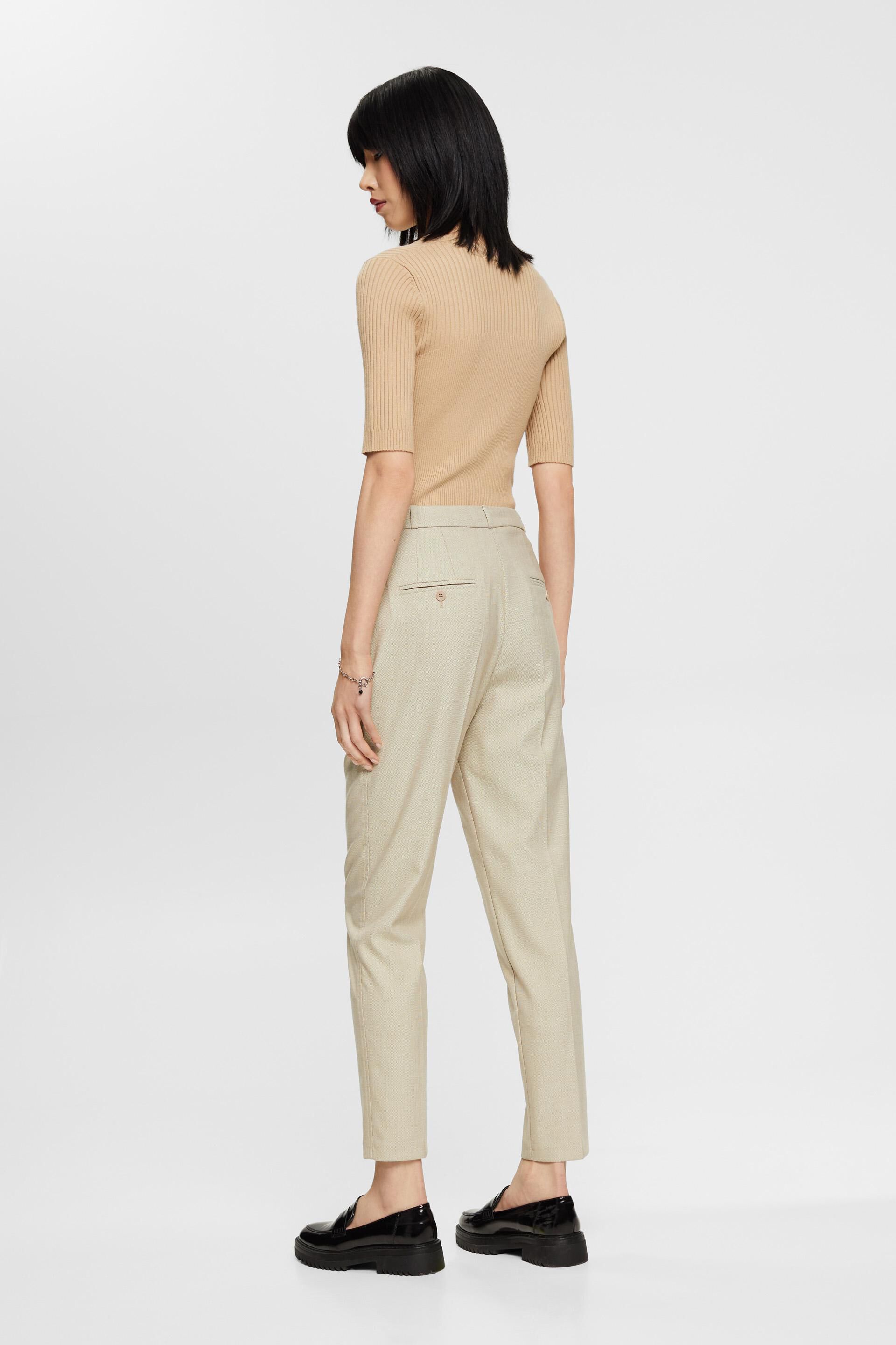 High Waist Crepe Cropped Tailored Trousers | boohoo