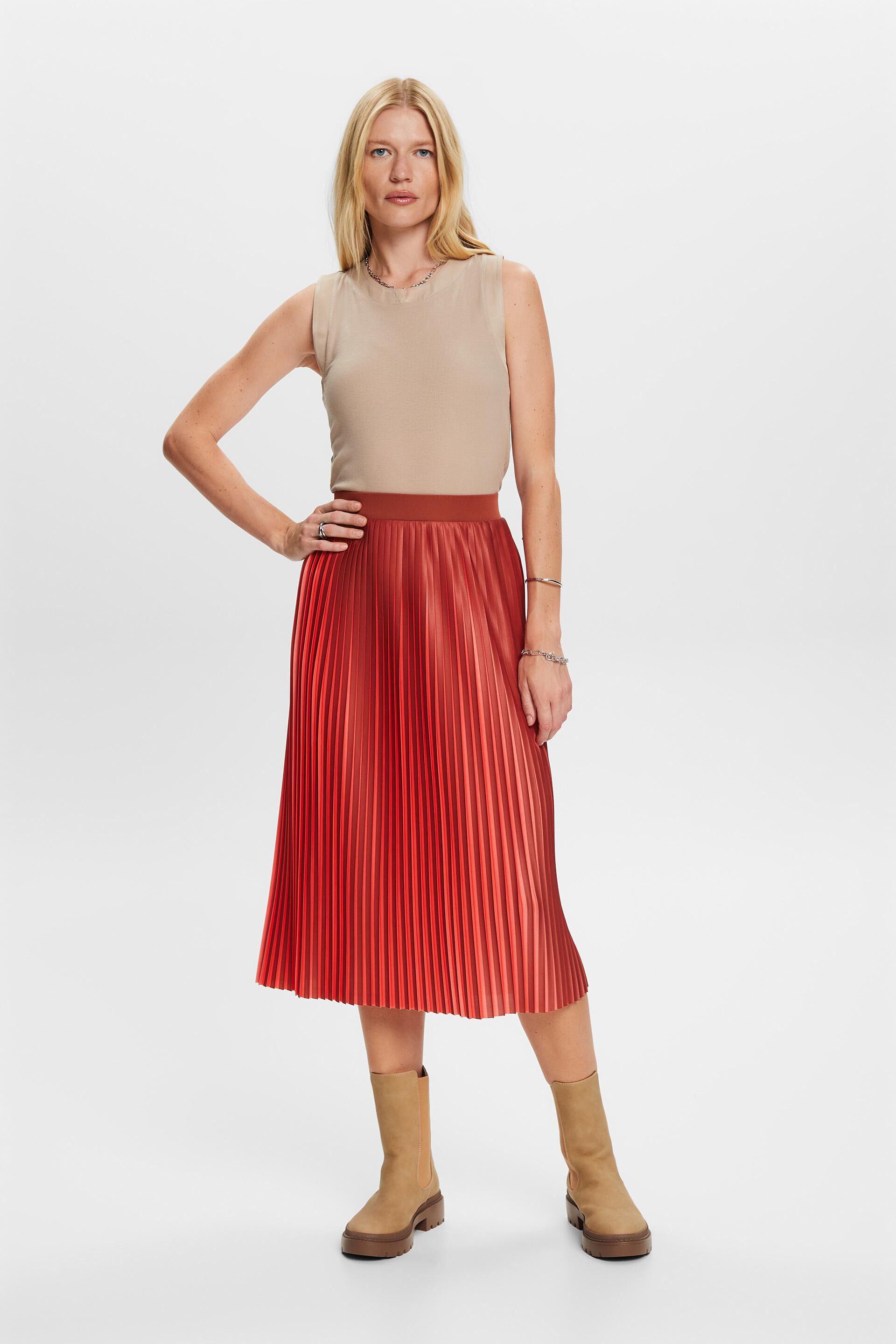 ESPRIT - Two-tone jersey skirt with plissé pleats at our online shop