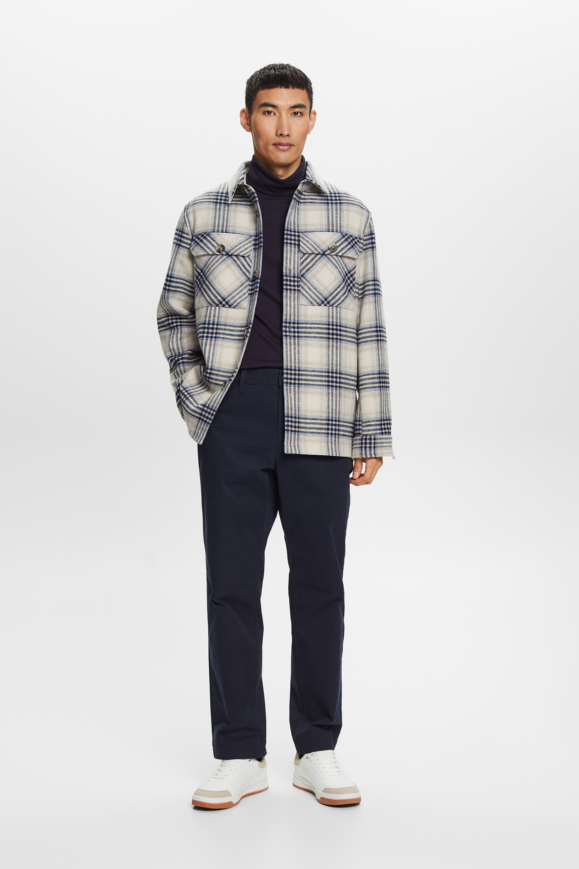 ESPRIT - Checkered Wool Blend Overshirt at our online shop