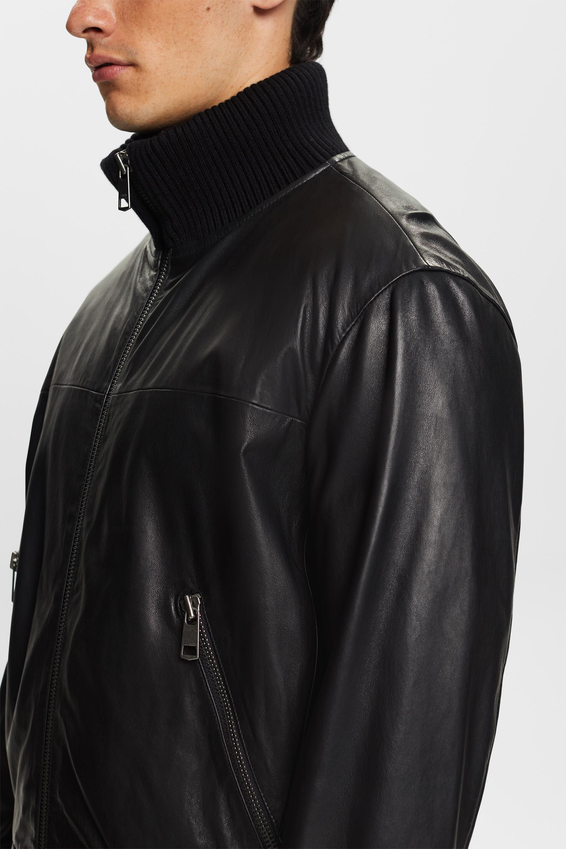 ESPRIT - Leather Bomber Jacket at our online shop