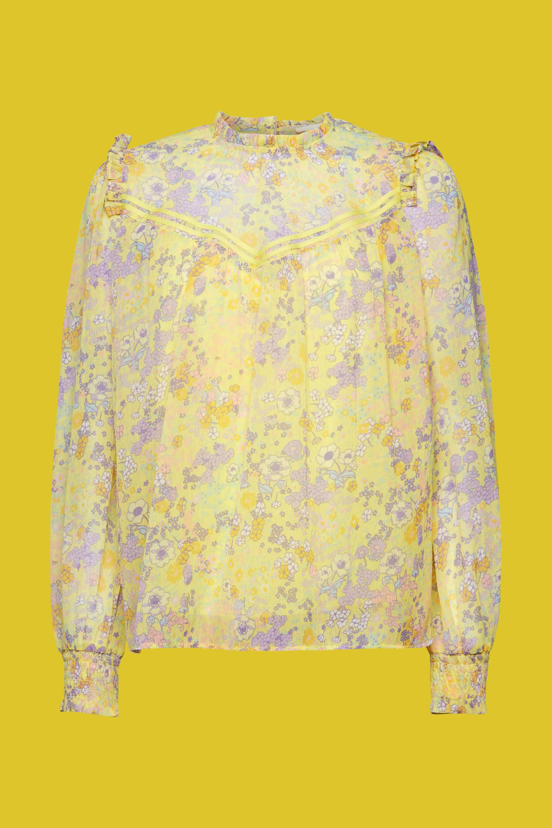 ESPRIT - Floral chiffon blouse with ruffles at our online shop