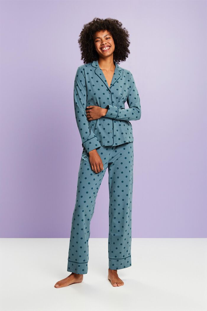Ladies Irish Flannel Pyjamas - Blue Stripe