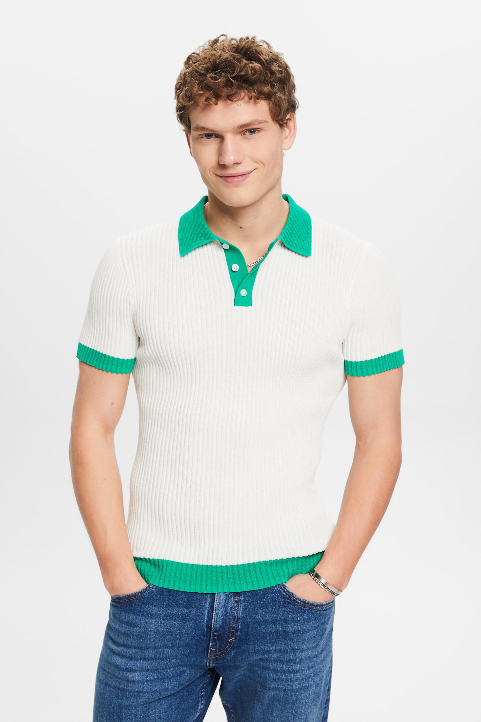 ESPRIT - Rib-Knit Polo Shirt at our online shop