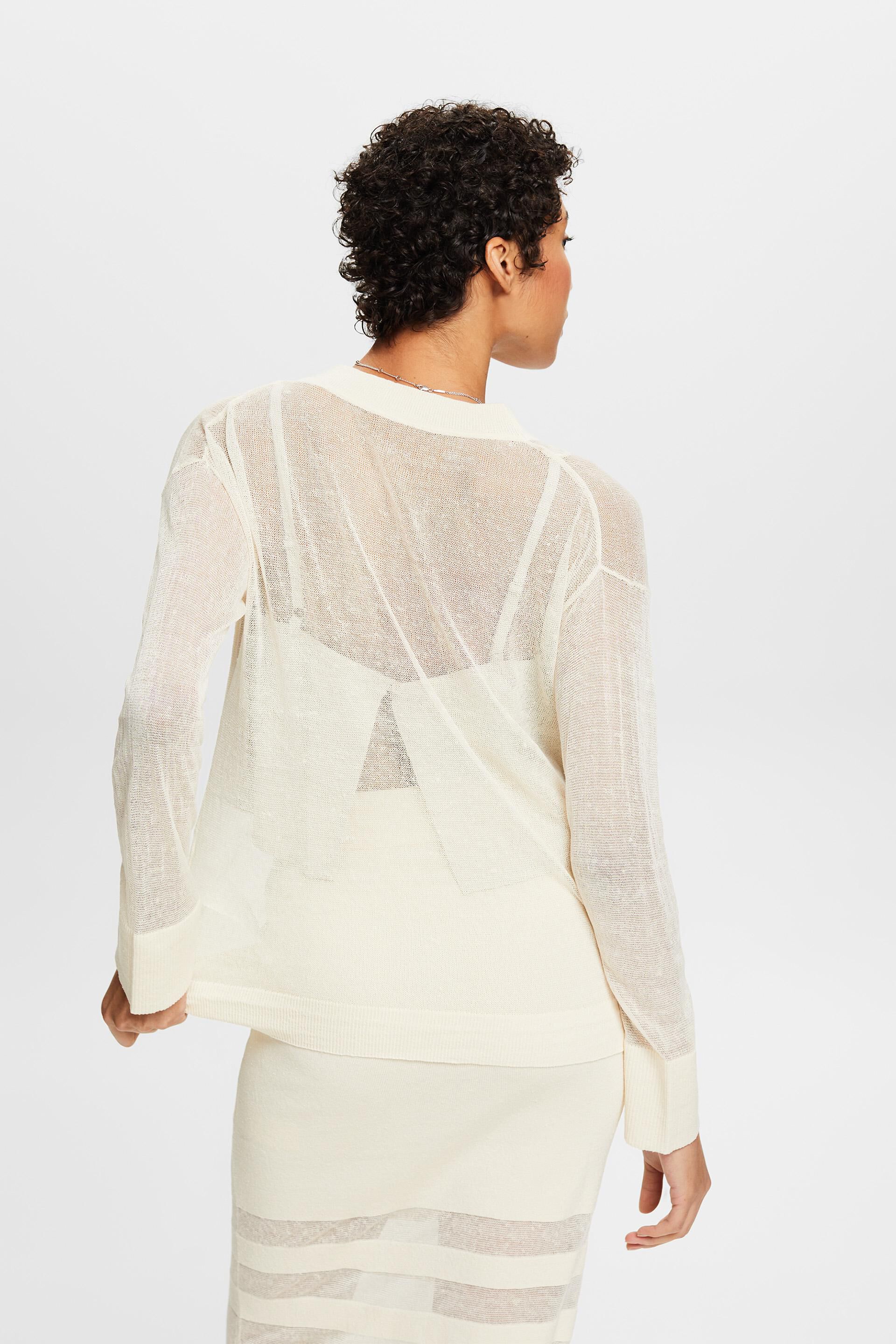 ESPRIT - Linen Blend Sheer Knit Cardigan at our online shop